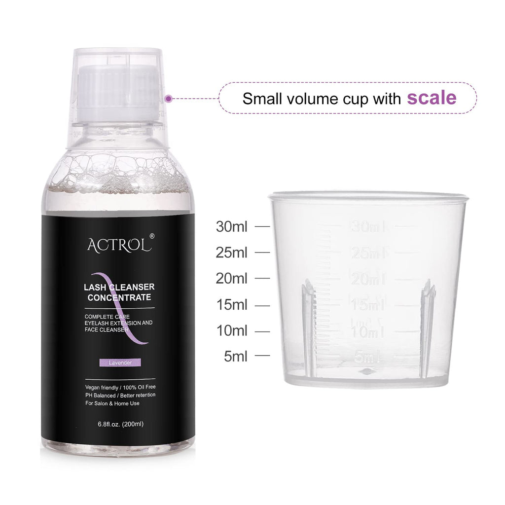 ACTROL Eyelash Cleanser Concentrate Lavender 200ml – Foaming Lash Shampoo, Makes 40 Bottles