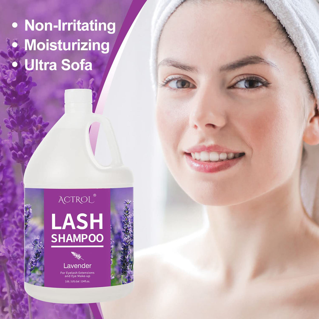ACTROL Eyelash Extension Cleanser Gallon Lavender – 3.8L, Paraben & Sulfate Free, Non-Irritating, Salon & Home Care