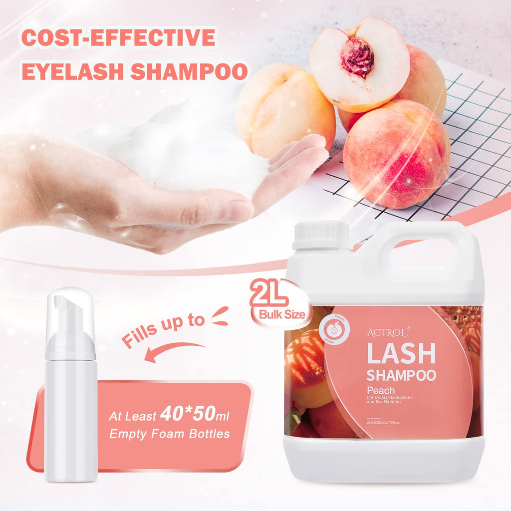 ACTROL Eyelash Extension Cleanser Peach 2L – Natural Lash Shampoo, Paraben & Sulfate Free
