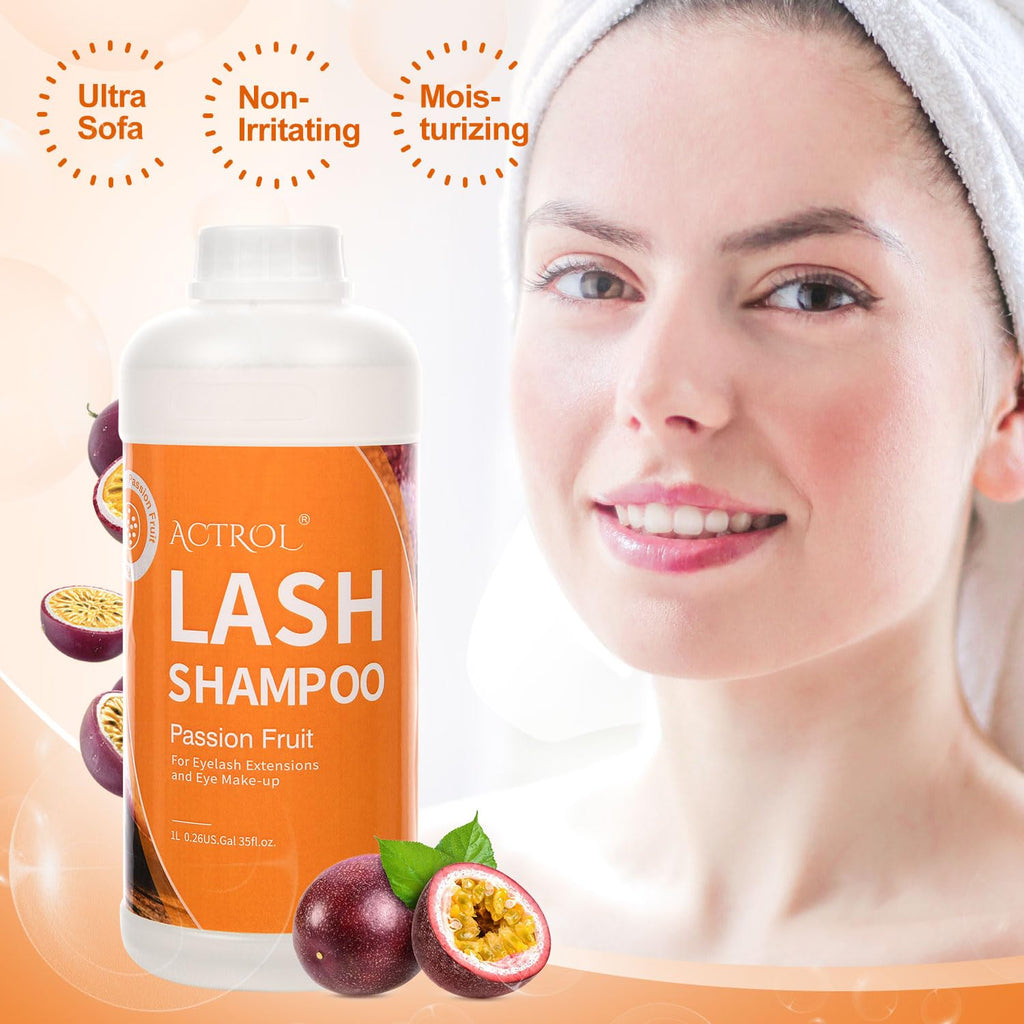 ACTROL Eyelash Extension Cleanser Passion Fruit 1L – Salon-Grade Lash Shampoo, Paraben & Sulfate Free