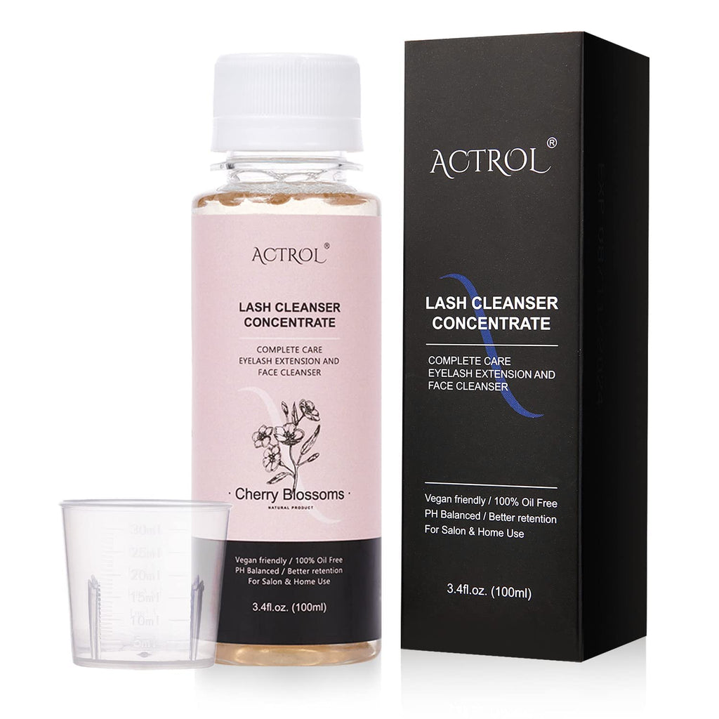 ACTROL Eyelash Shampoo Concentrate 100ml – Cherry Blossom Foaming Cleanser for Lash Extensions (DIY Mix)