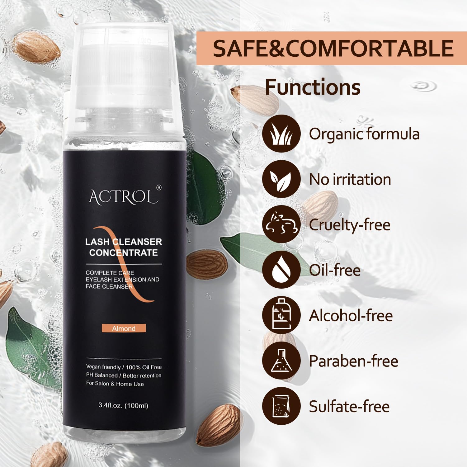 ACTROL Eyelash Cleanser Concentrate 100ml – Foaming Lash Shampoo for Extensions