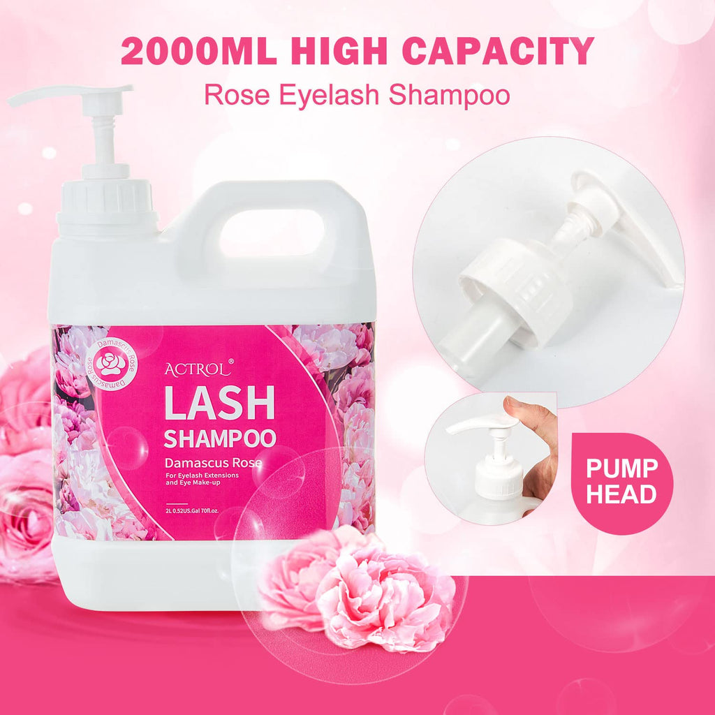 ACTROL Eyelash Extension Cleanser Rose – 2L Natural Lash Shampoo, Paraben & Sulfate Free for Salon and Home Care