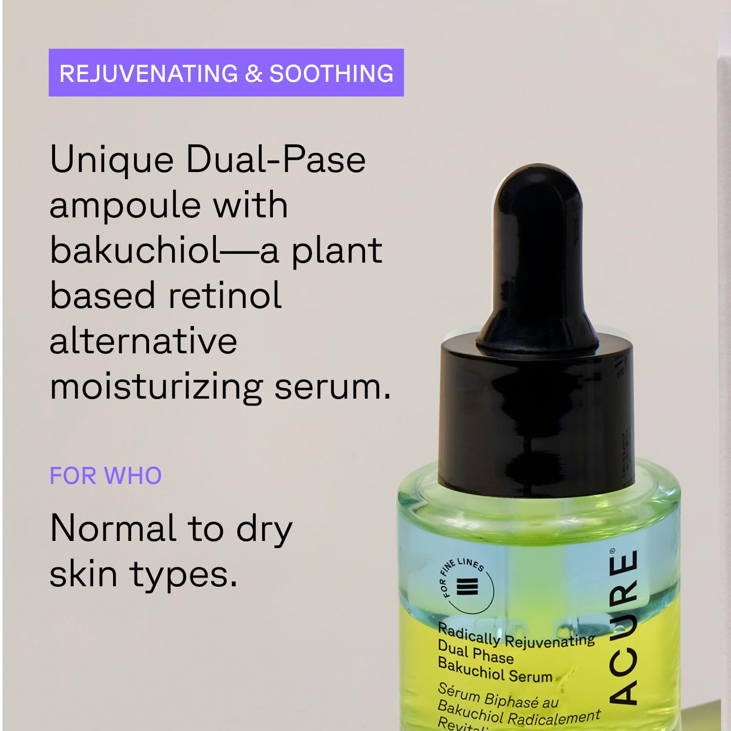 Acure Radically Rejuvenating Dual Phase Bakuchiol Serum – 0.67 fl oz x2, Anti-Aging Retinol Alternative