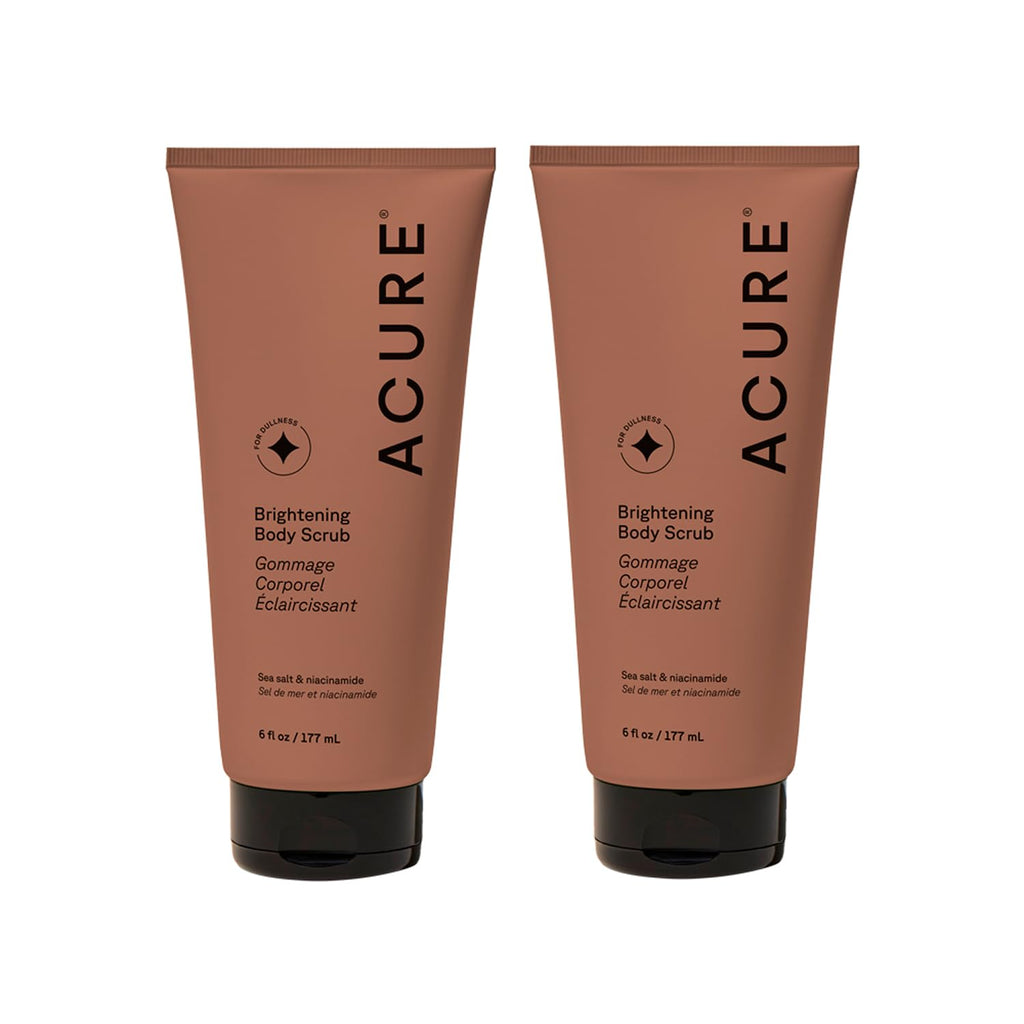 Acure Brightening Body Scrub – Sea Salt Exfoliator with Clay & Niacinamide (2 x 6 oz)
