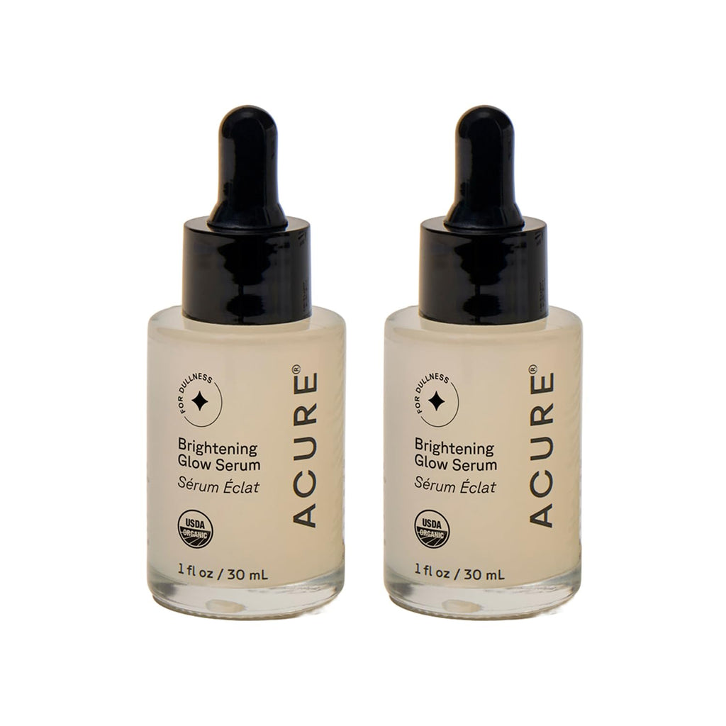Acure Brightening Glow Serum – Anti-Aging Facial Serum, Vegan & Cruelty-Free, 2-Pack (1 fl oz each)
