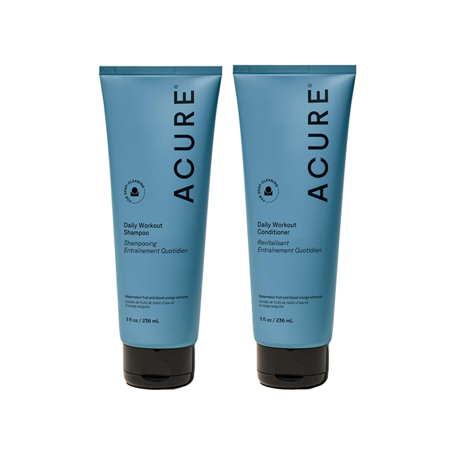 Acure Daily Workout Watermelon Shampoo & Conditioner — Lightweight Hydration, Color Safe, 8 fl oz