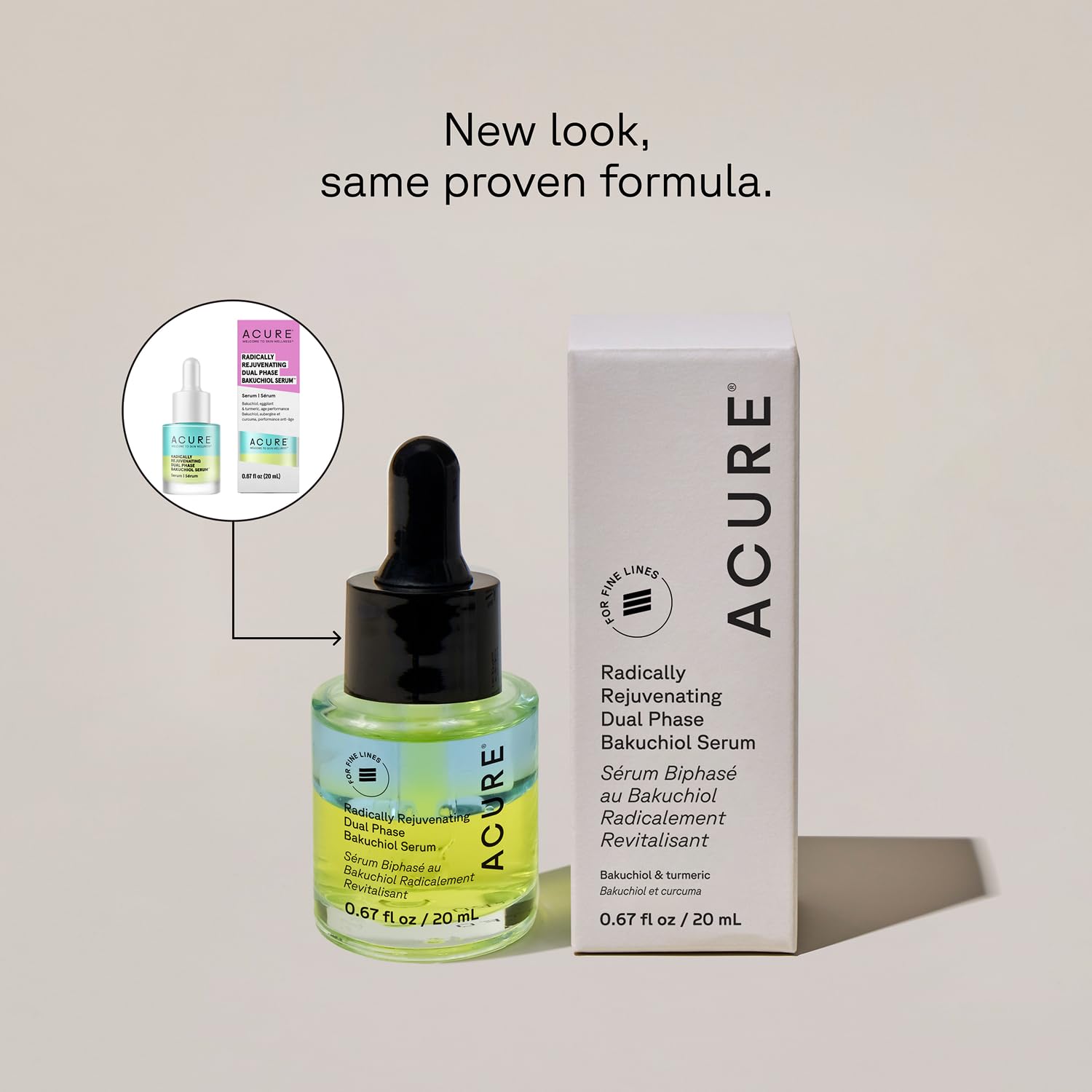 Acure Radically Rejuvenating Dual Phase Bakuchiol Serum – 0.67 fl oz x2, Anti-Aging Retinol Alternative
