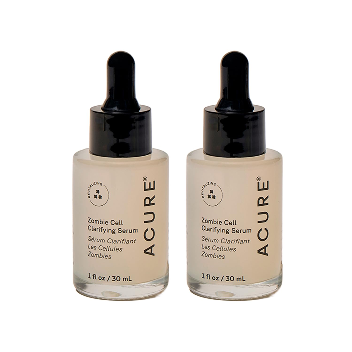 Acure Zombie Cell Clarifying Serum Niacinamide & Milk Thistle | Hydrating Anti-Aging Facial Serum 2 Pack