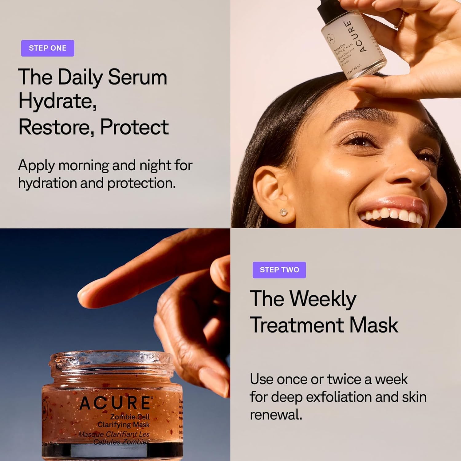 Acure Zombie Cell Clarifying Serum Niacinamide & Milk Thistle | Hydrating Anti-Aging Facial Serum 2 Pack