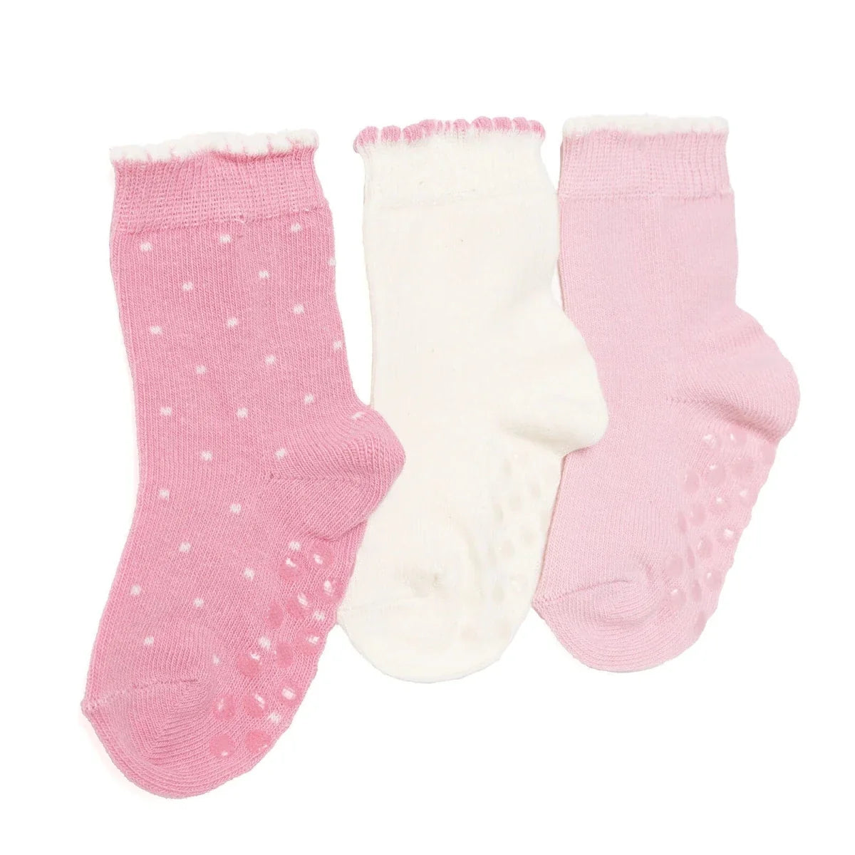 HelloBaby 3 Pack Polka Dot Non-Slip Baby Socks (Newborn to 4-5 Years)