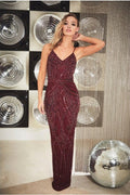 Flory Berry Beaded Maxi Dress