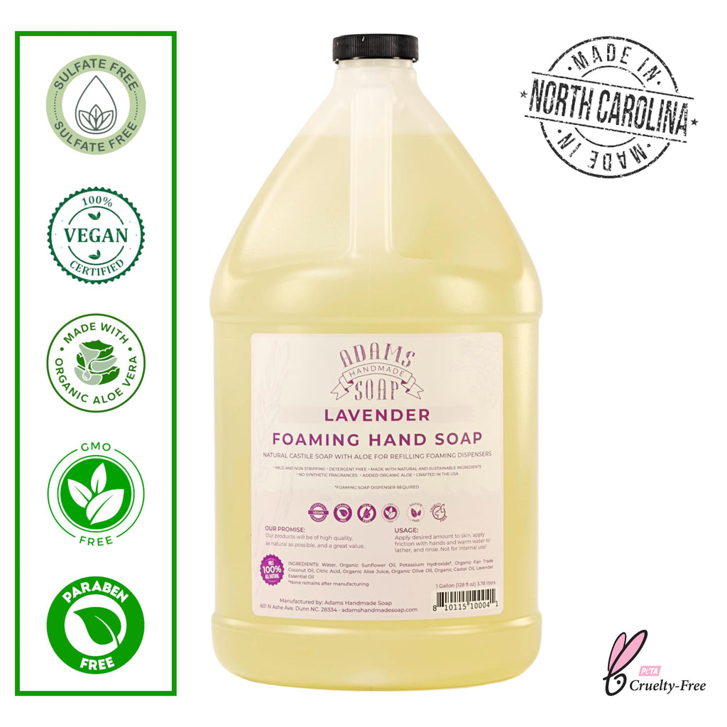 Adams Handmade Soap Liquid Foaming Soap 1 Gal – Lavender, Pre-Diluted & Eco-Friendly