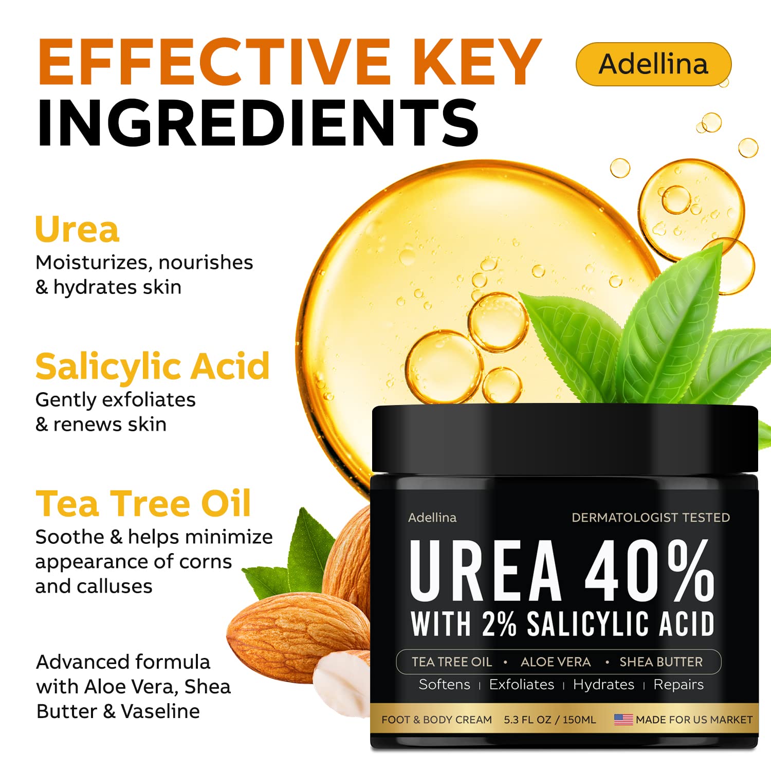 Adellina Urea Cream 40% – Maximum Strength Foot Repair & Hydration