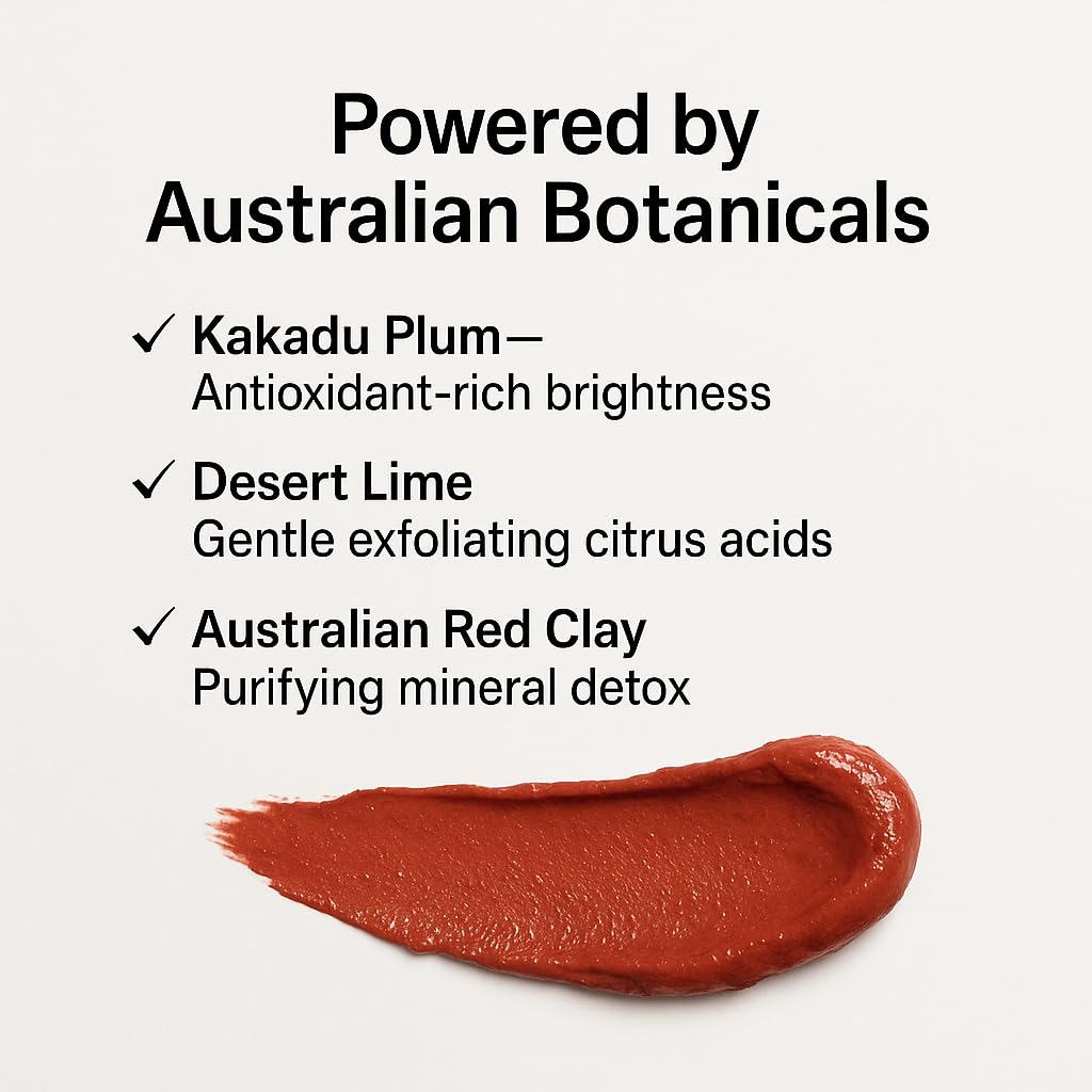 ADEUS Australian Red Clay Brightening Mask – Deep Detox & Radiance with Kakadu Plum & Desert Lime