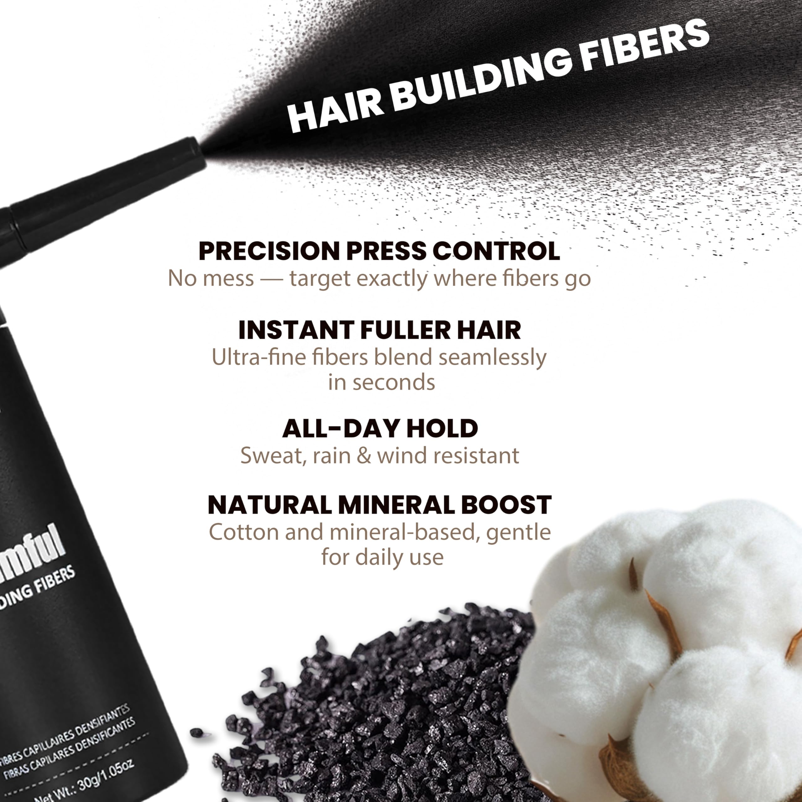 Adglamful Hair Fibers 2-Pack – Instant Coverage for Thinning Hair (Medium Brown)
