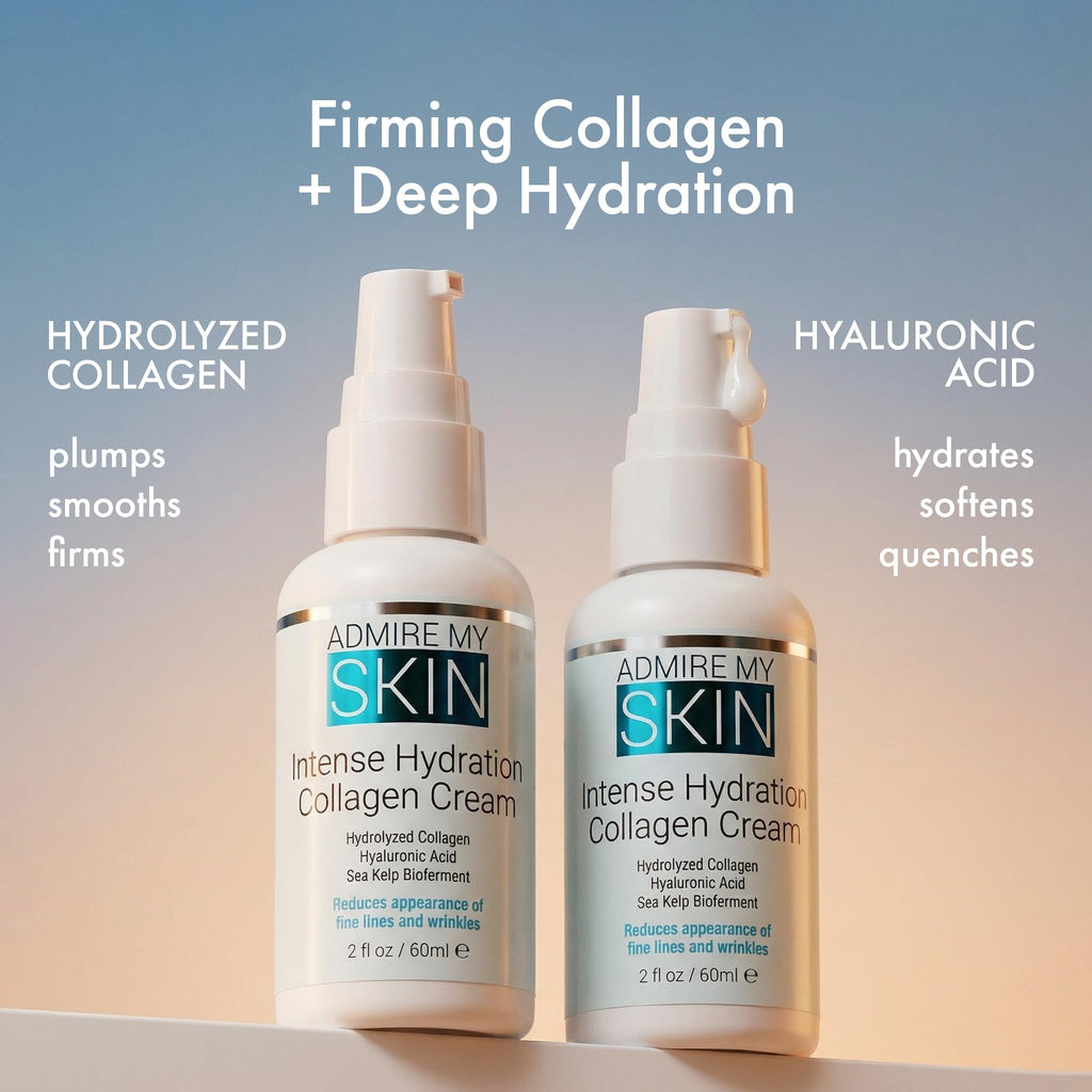 Admire My Skin Collagen Cream Moisturizer for Dry Skin | Hyaluronic Acid & Non-Comedogenic Hydration | 2oz