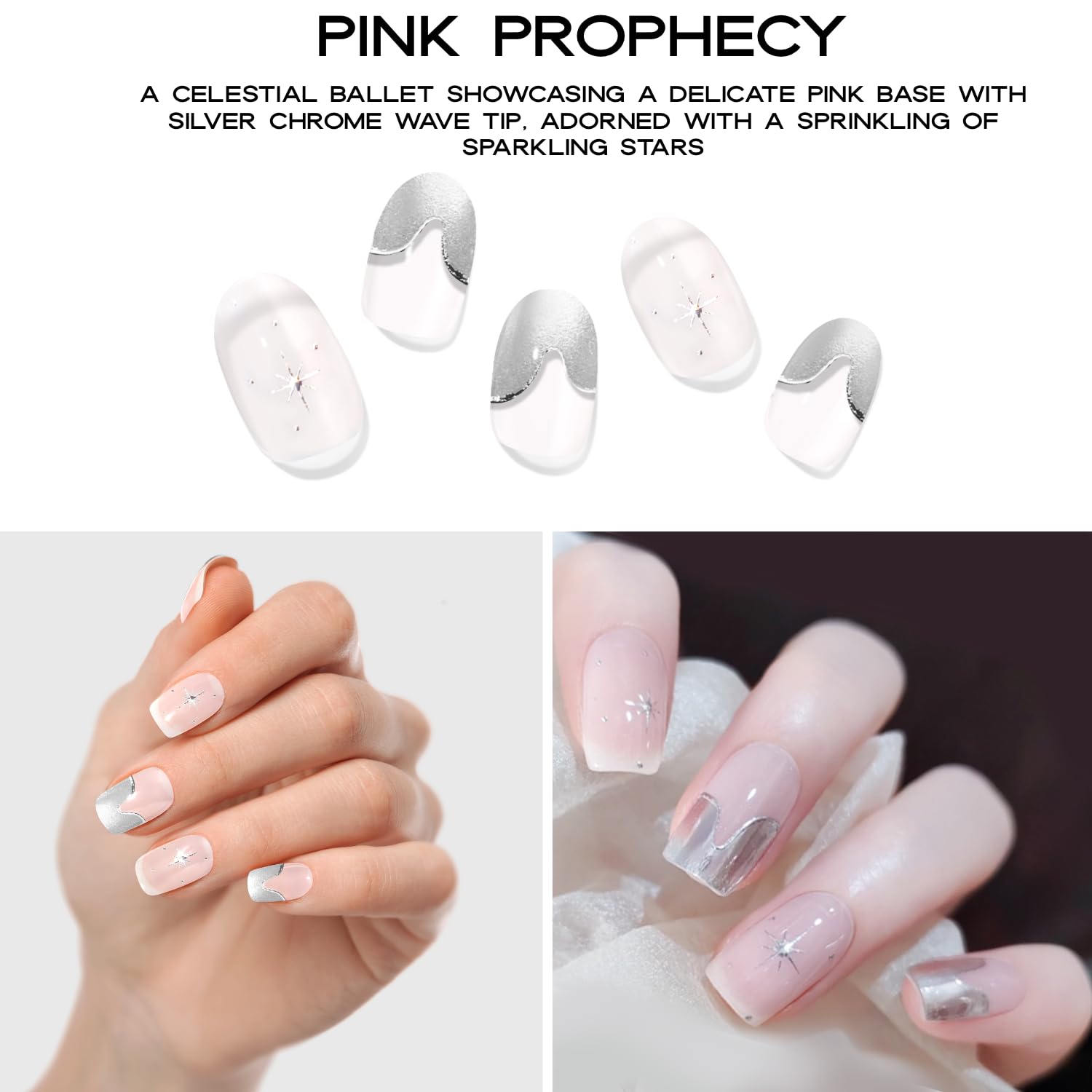 Adora Couture Semi Cured Gel Nail Strips – 30 Pieces (Pink Prophecy) | UV Light Required