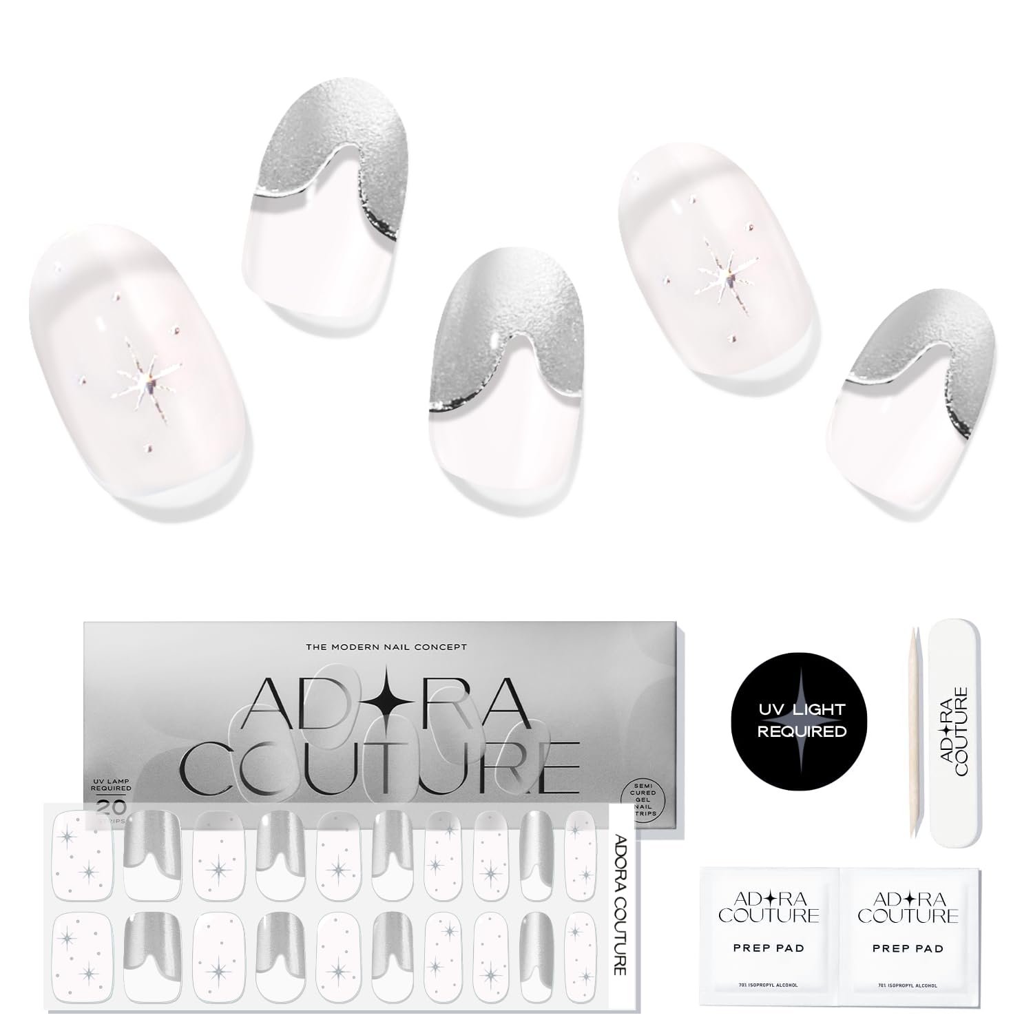 Adora Couture Semi Cured Gel Nail Strips – 30 Pieces (Pink Prophecy) | UV Light Required