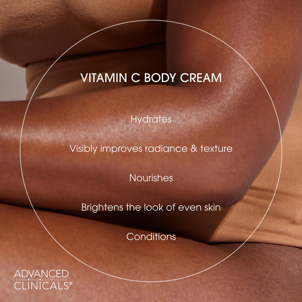 Advanced Clinicals Brightening Vitamin C Cream & Body Oil 2pc Set | Hydration, Radiance, & Even Tone