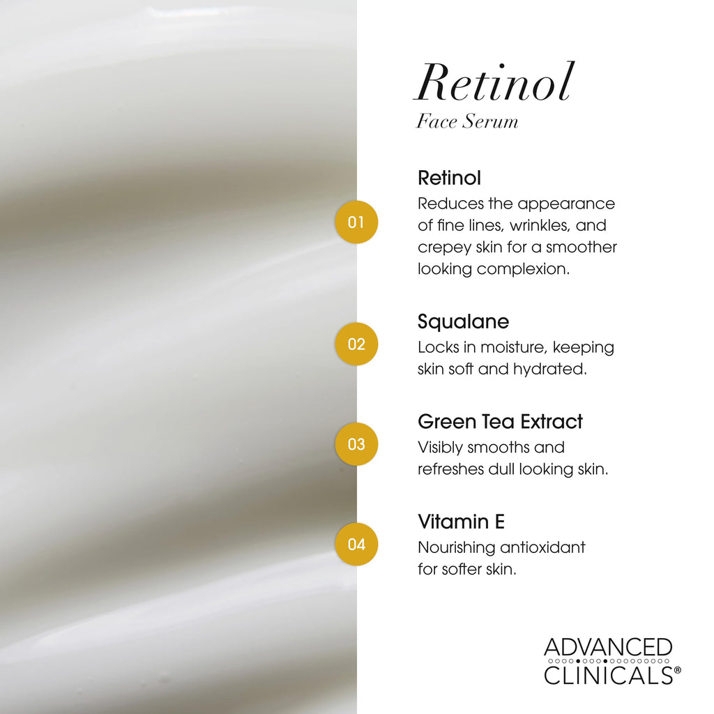 Advanced Clinicals 3 Pack Face Serum Essentials Set | Vitamin C Brightening, Retinol Firming, Hyaluronic Hydration