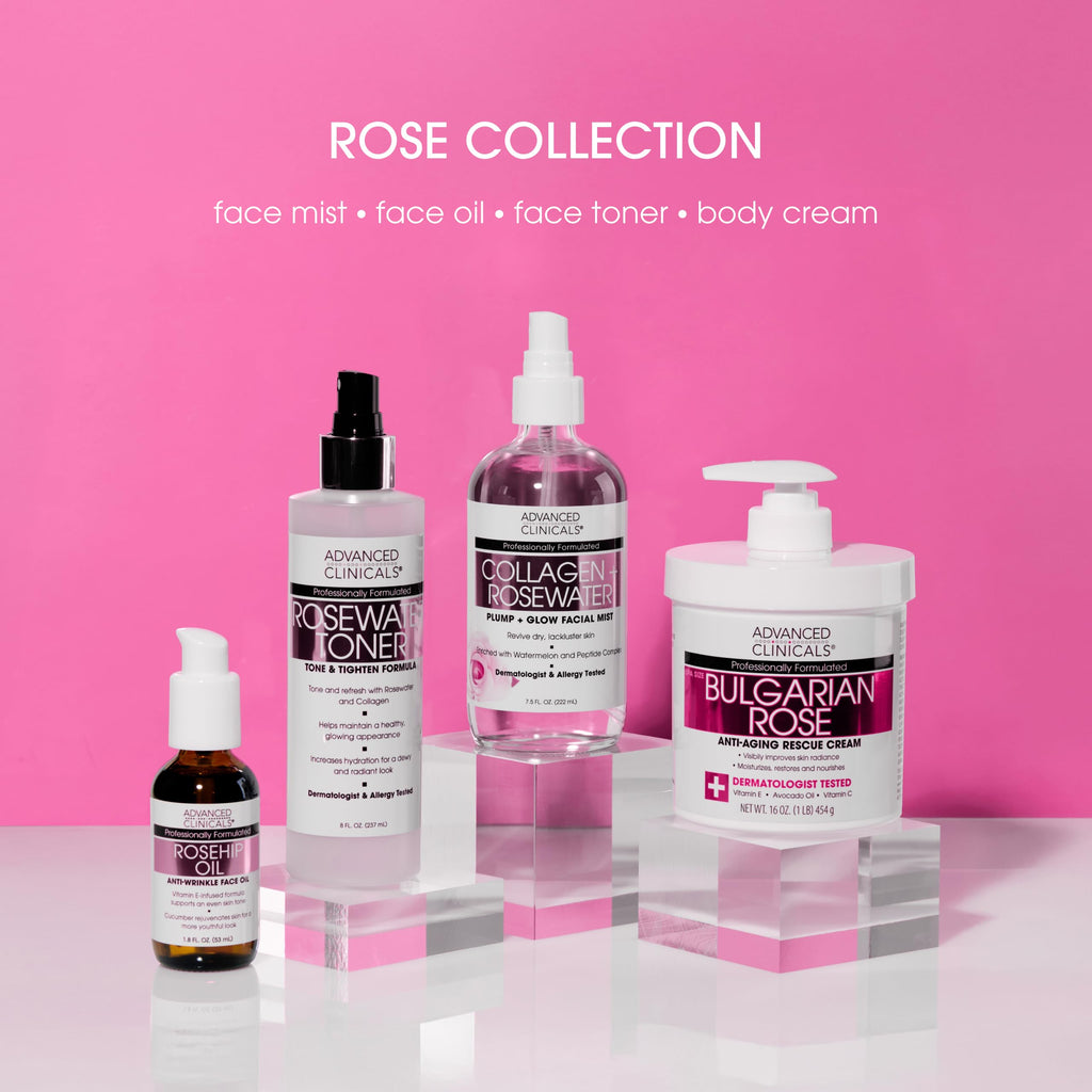 Advanced Clinicals Bulgarian Rose Lotion – Rose Scented Vitamin C Body Moisturizer (16 oz, 2-Pack)