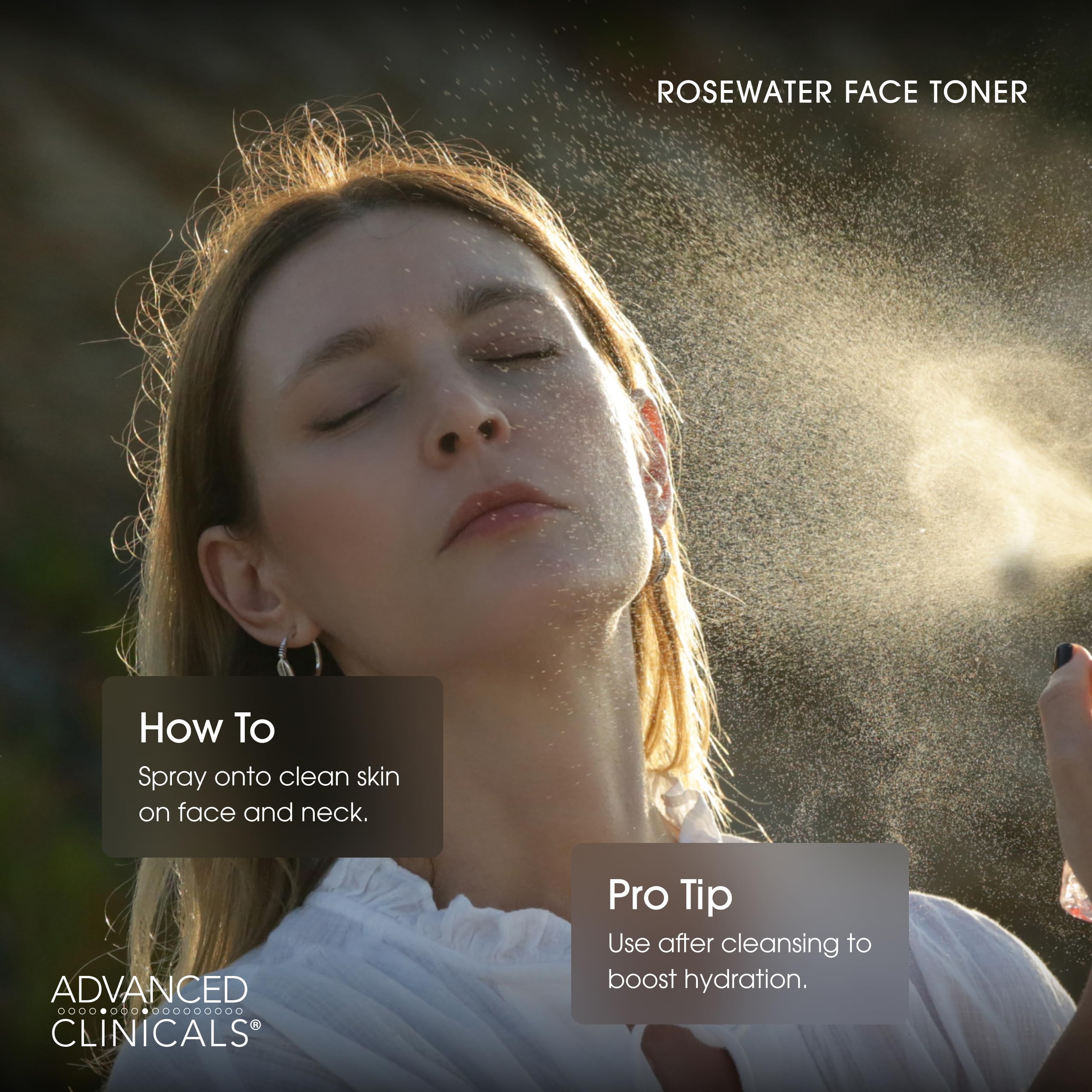 Advanced Clinicals Collagen + Rosewater Face Mist Toner – Alcohol-Free & Hydrating