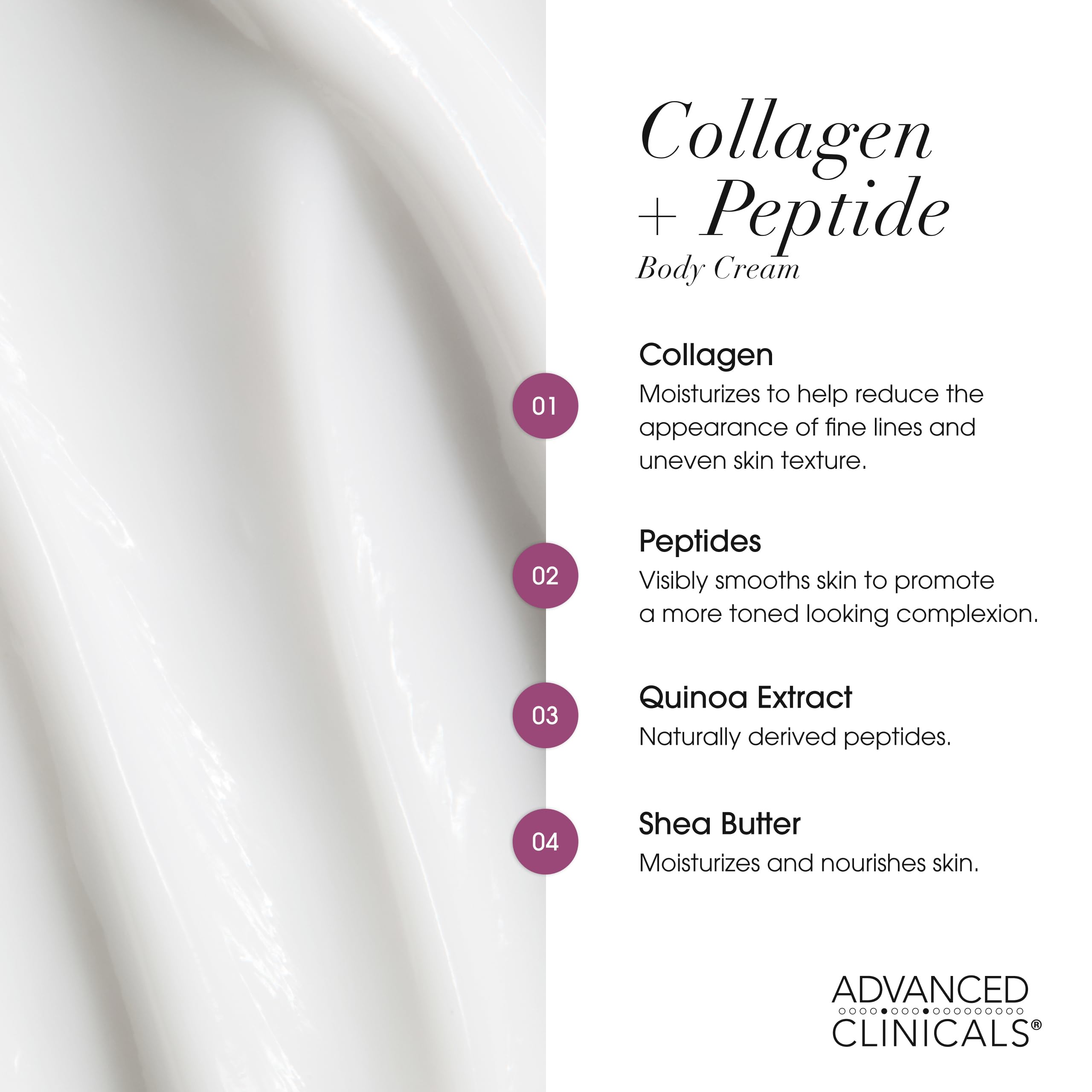 Advanced Clinicals Collagen Peptides Body Lotion & Face Moisturizer – Hydration for Crepey Skin | 16 oz
