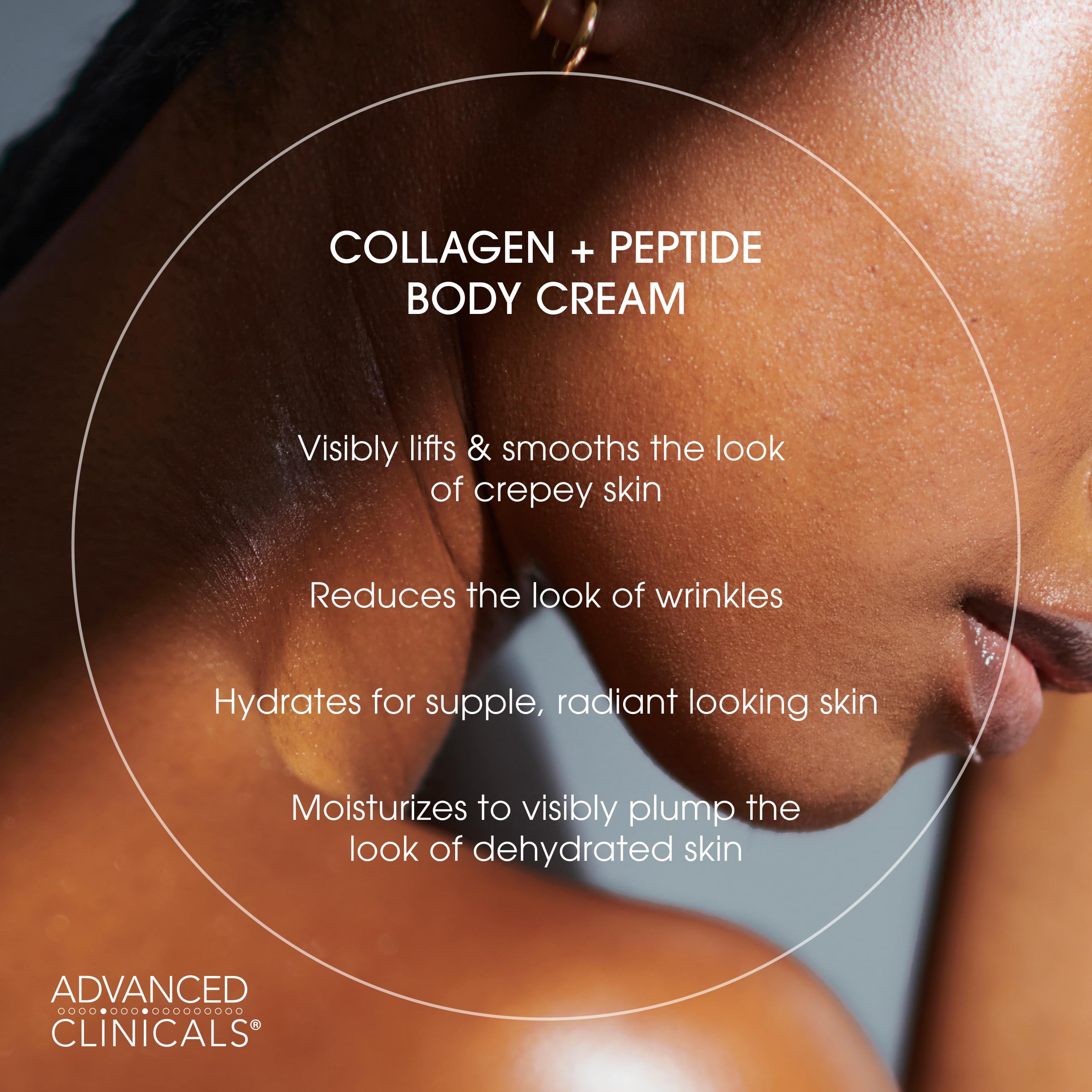 Advanced Clinicals Collagen Peptides Body Lotion & Face Moisturizer – Hydration for Crepey Skin | 16 oz