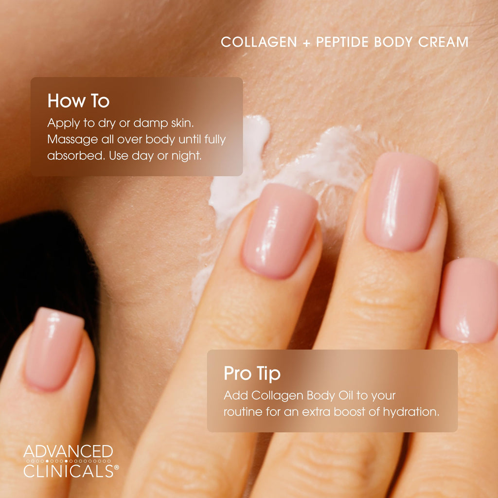 Advanced Clinicals Collagen Peptides Body Lotion & Face Moisturizer – Hydration for Crepey Skin | 16 oz