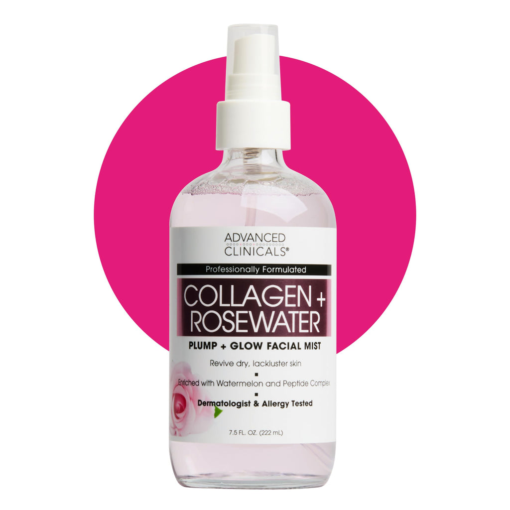 Advanced Clinicals Collagen Rosewater Face Mist – Hydrating Rose Water Facial Spray