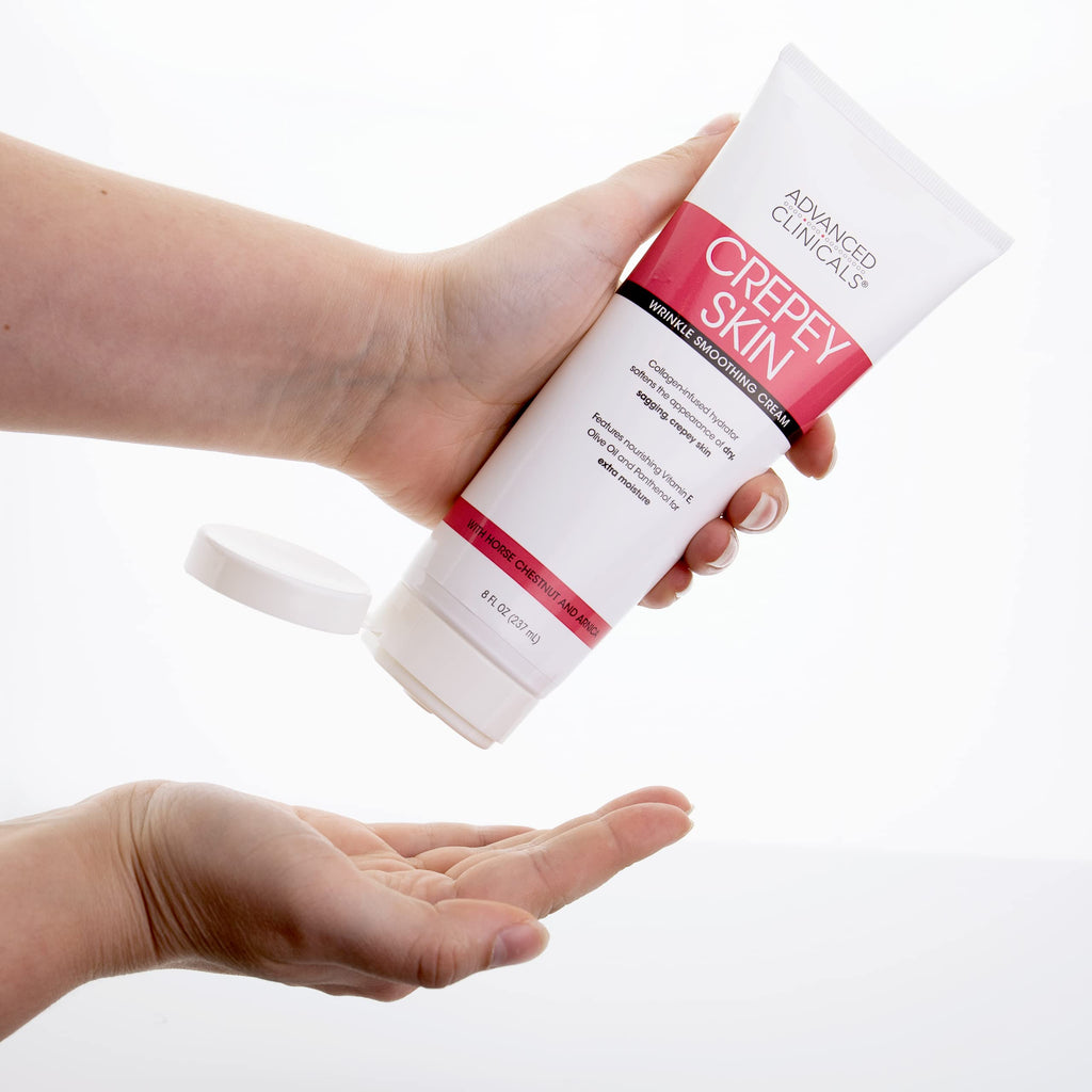 Advanced Clinicals Crepey Skin Treatment Body Lotion — Fragrance-Free Collagen Cream with Vitamin E, Arnica & Horse Chestnut, 8 oz