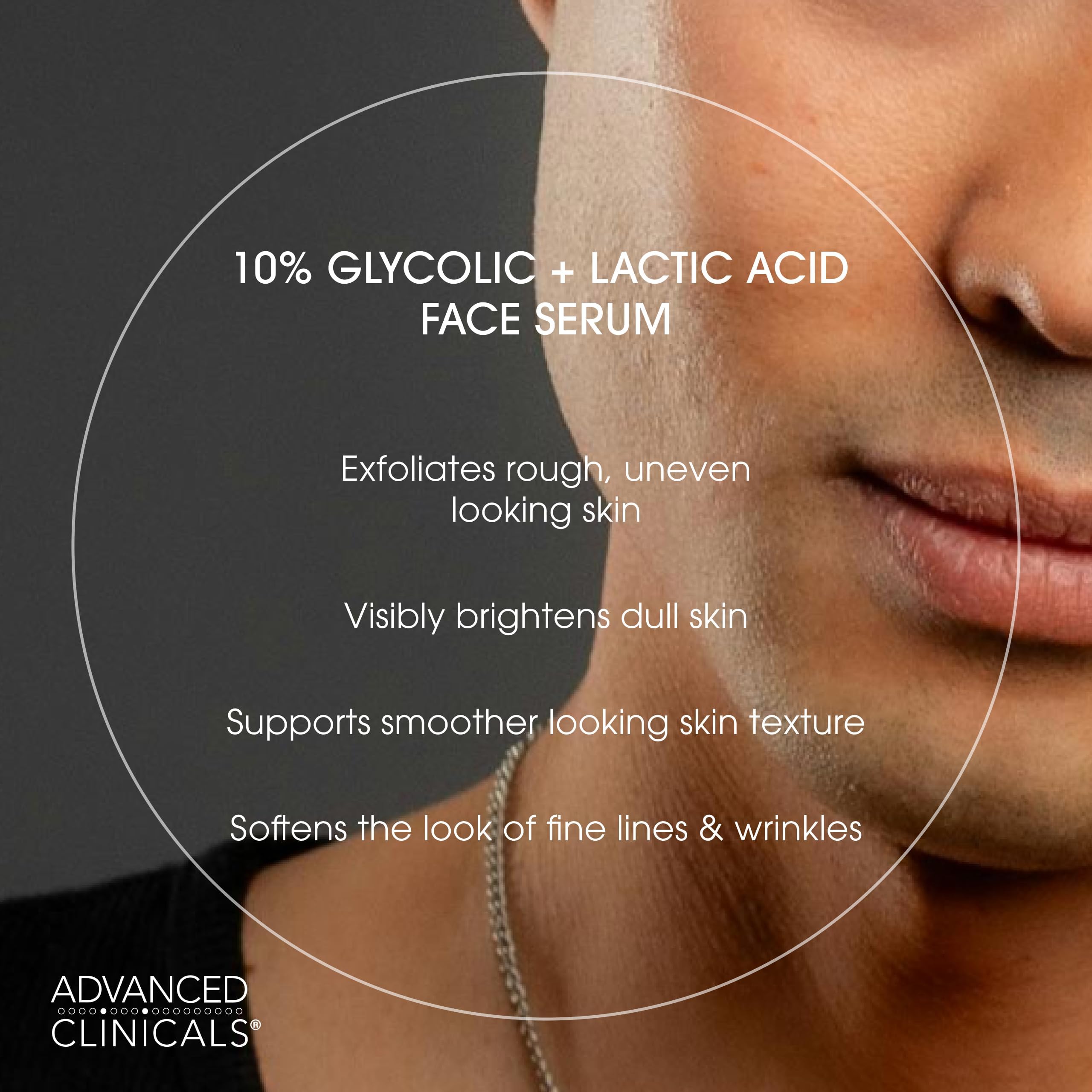 Advanced Clinicals 10% Glycolic + Lactic Acid Serum for Face — AHA + Salicylic Exfoliant, 1.75 oz