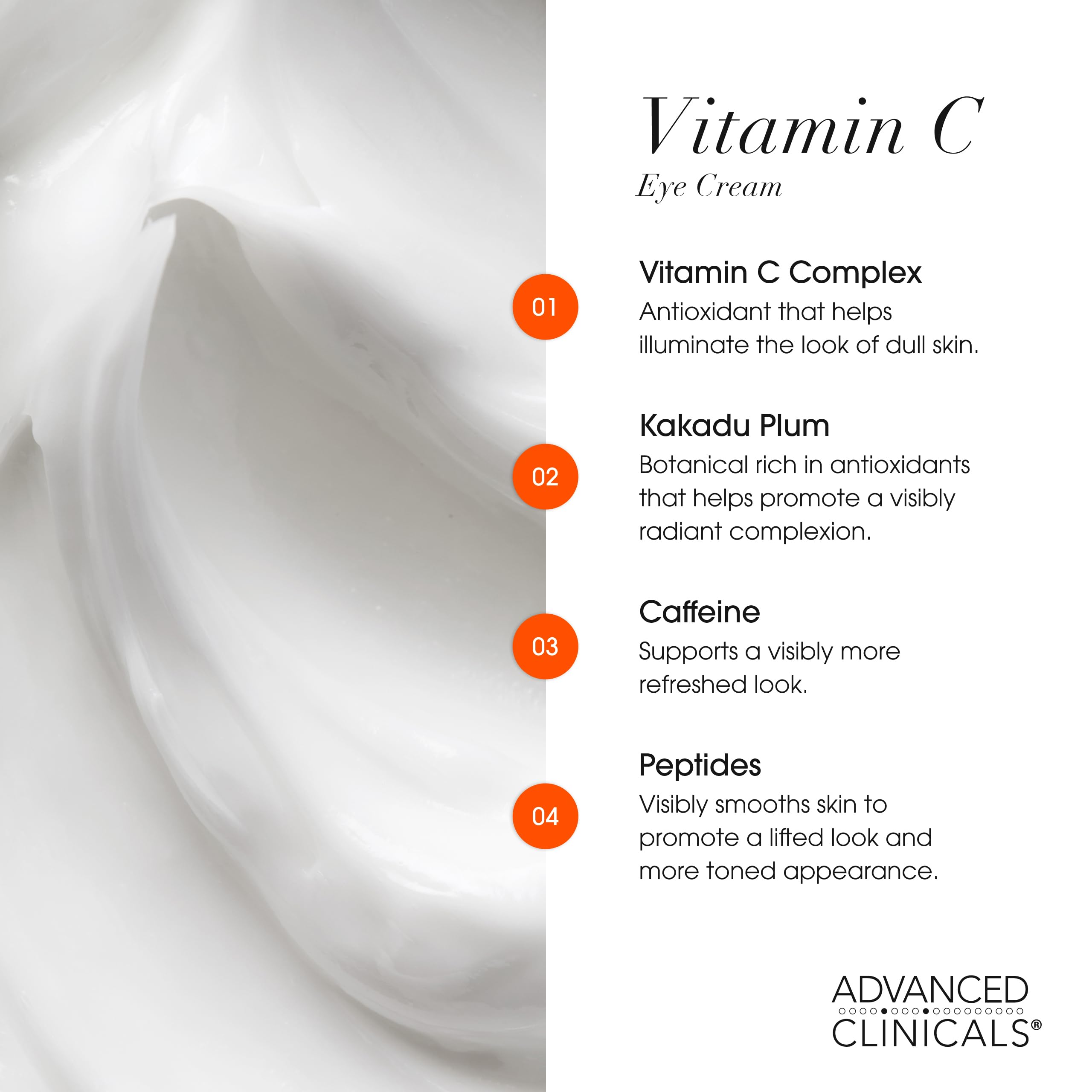 Advanced Clinicals Brightening Vitamin C Body Cream & Vitamin C Eye Cream Set – Hydrating 2pc Skin Care Bundle