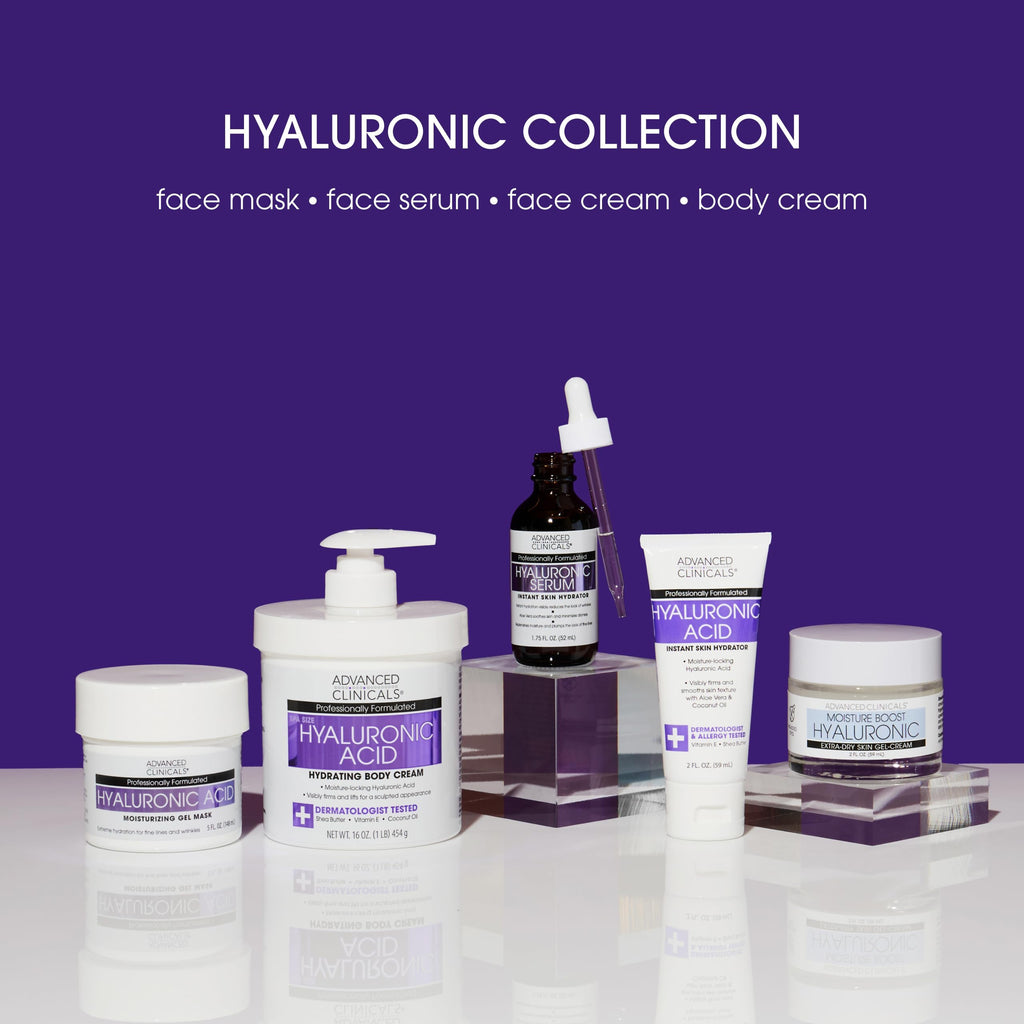 Advanced Clinicals Hyaluronic Acid Serum for Face | Hydrating Serum 2-Pack