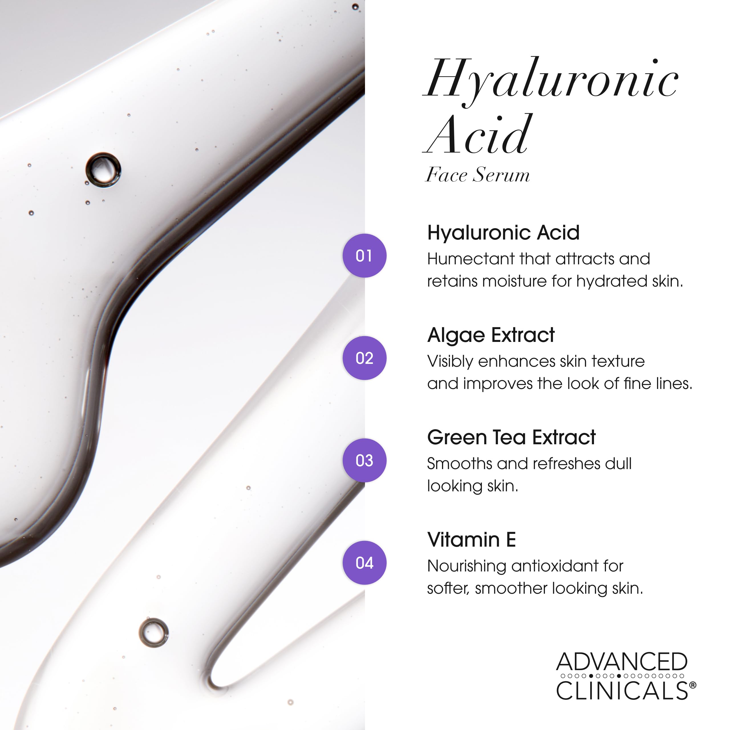 Advanced Clinicals Hyaluronic Acid Serum for Face | Hydrating Serum 2-Pack