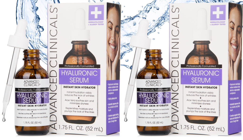 Advanced Clinicals Hyaluronic Acid Serum for Face | Hydrating Serum 2-Pack