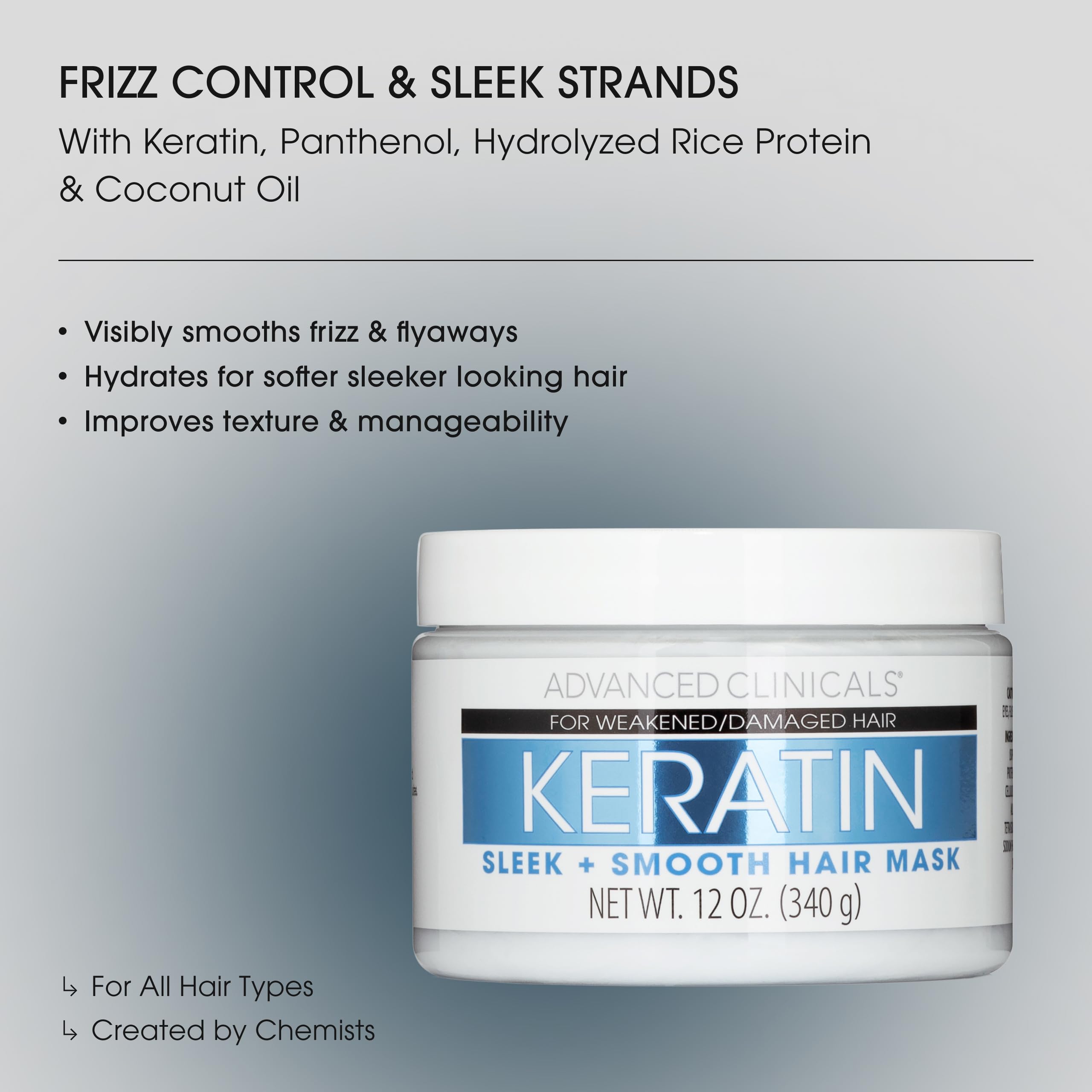 Advanced Clinicals Keratin Hair Mask Treatment – 12 oz for Color-Treated Hair