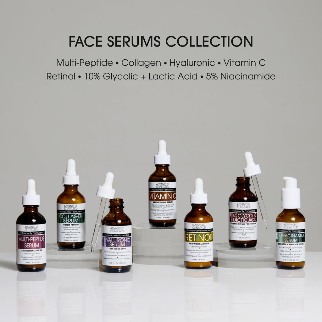 Advanced Clinicals 3pc Retinol, Vitamin C & Hyaluronic Acid Serum Set – Anti-Aging, Brightening & Hydration