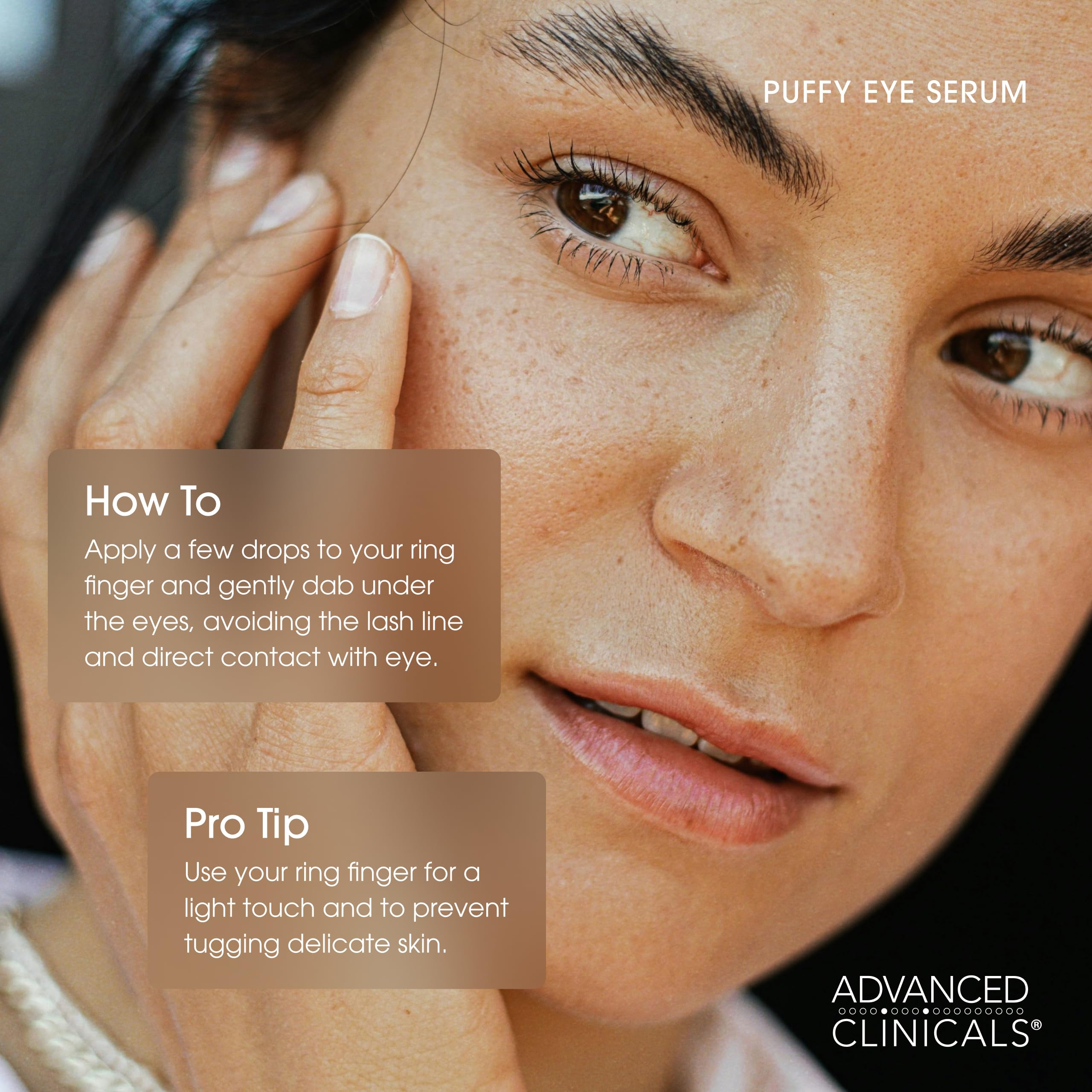 Advanced Clinicals Puffy Eye Serum | Vitamin C + Caffeine for Depuffing, Brightening & Toned-Looking Under-Eyes | 1.75 fl oz