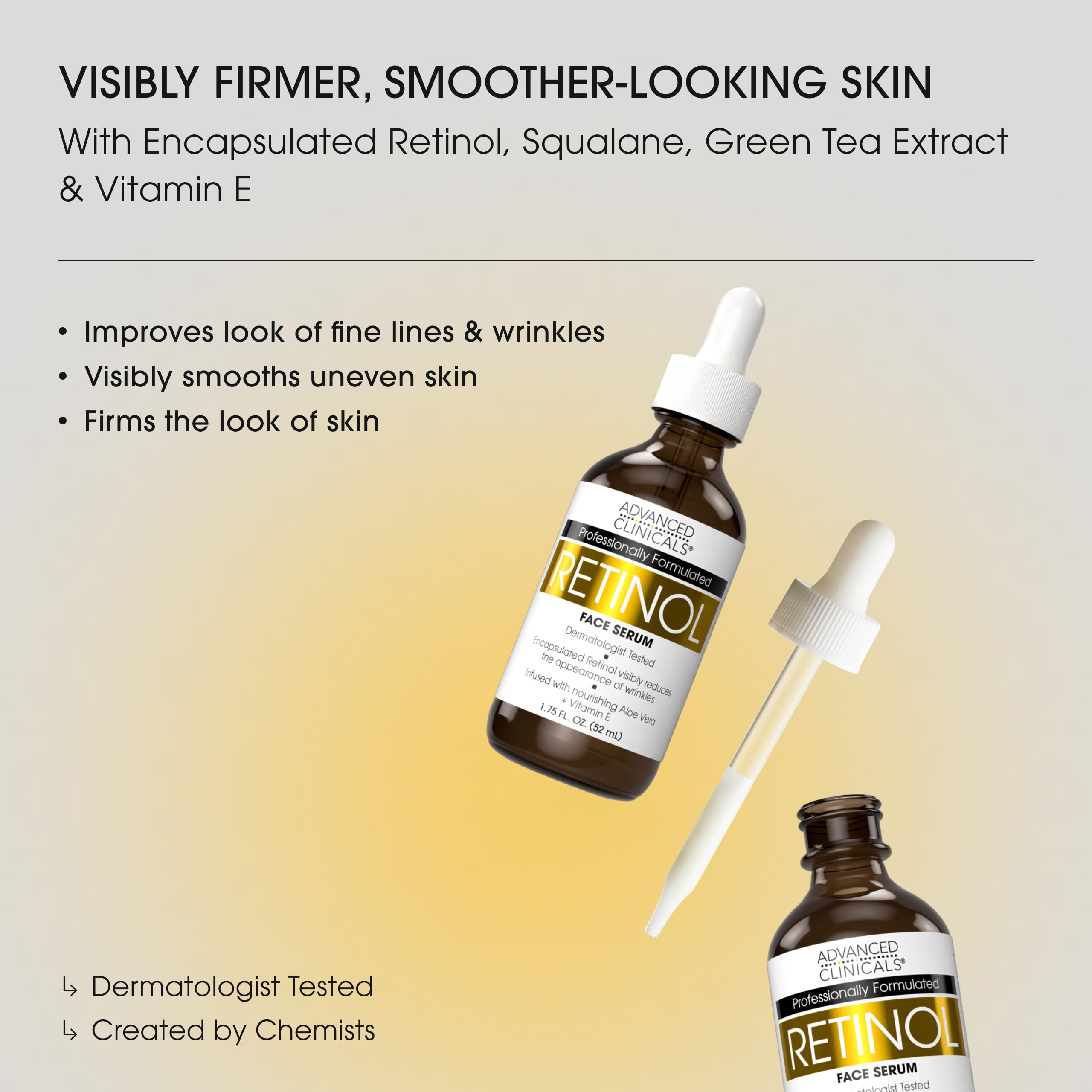 Advanced Clinicals 3 Pack Face Serum Essentials Set | Vitamin C Brightening, Retinol Firming, Hyaluronic Hydration