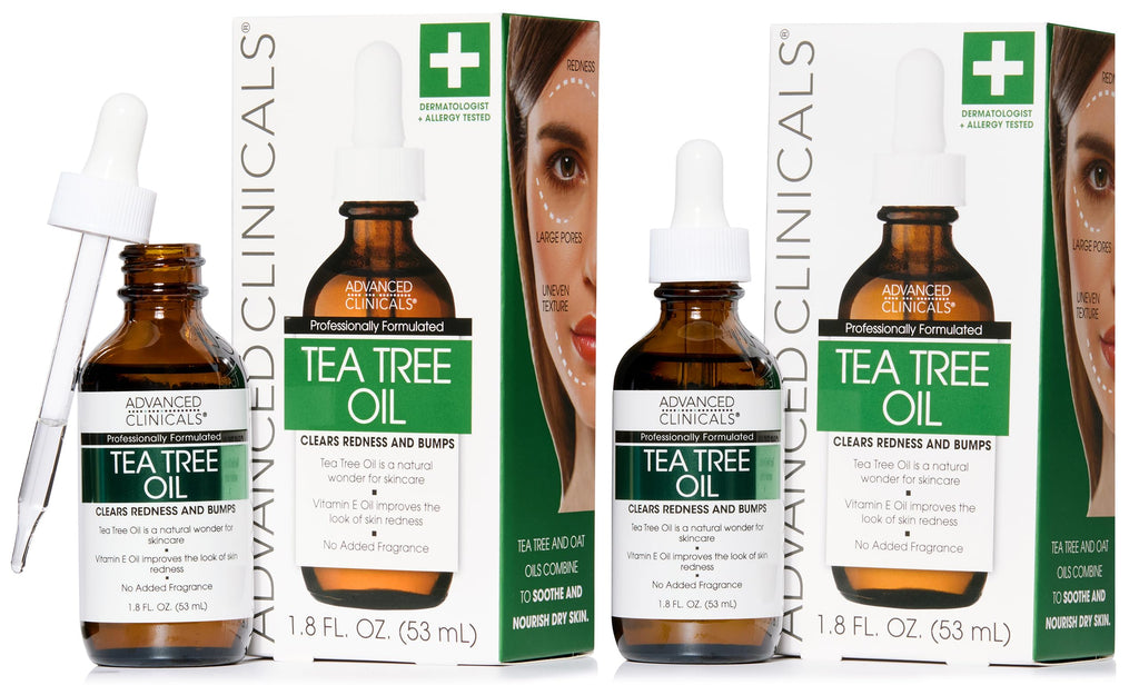 Advanced Clinicals Tea Tree Face Serum with Vitamin E – 2-Pack for Pores & Even Tone