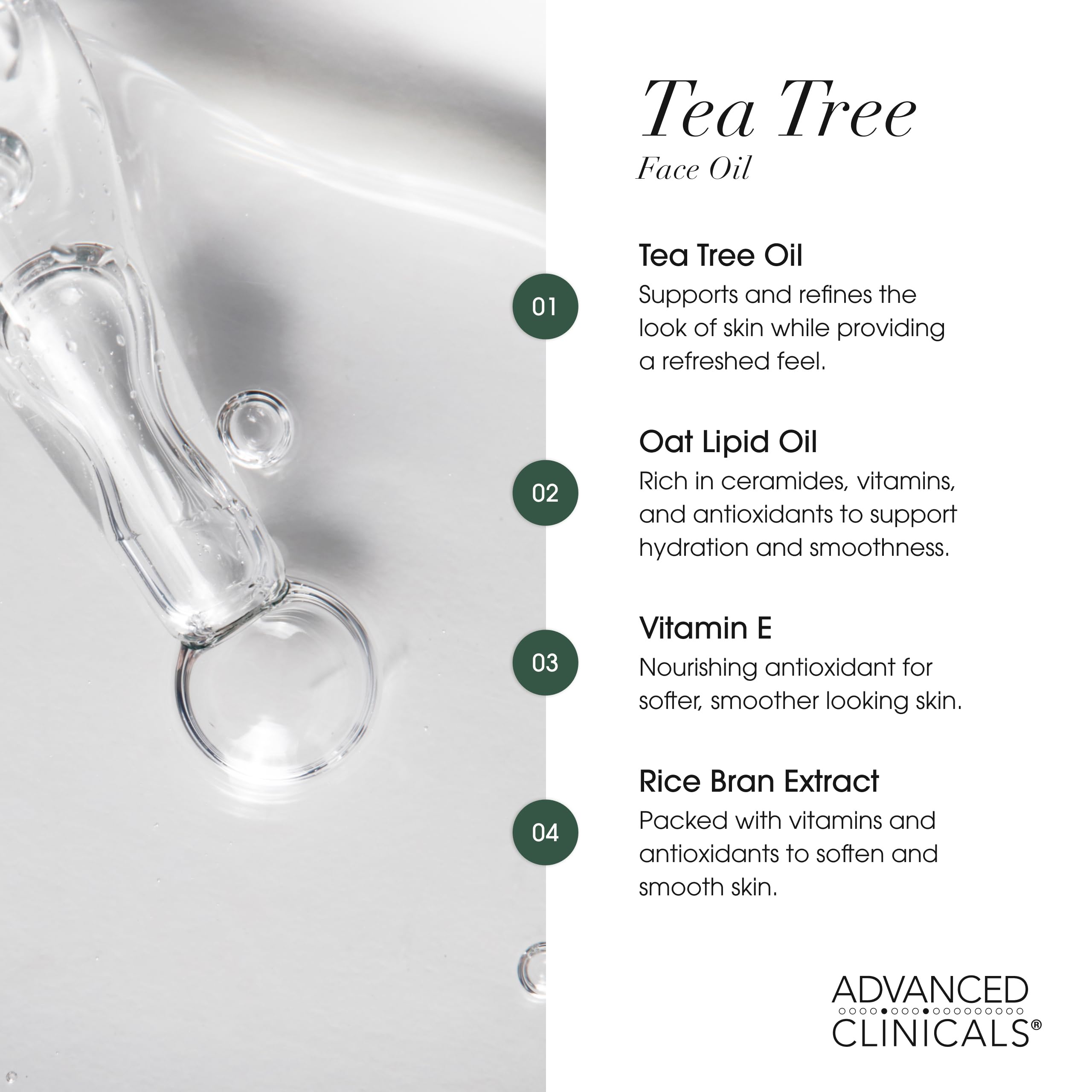 Advanced Clinicals Tea Tree Face Serum with Vitamin E – 2-Pack for Pores & Even Tone