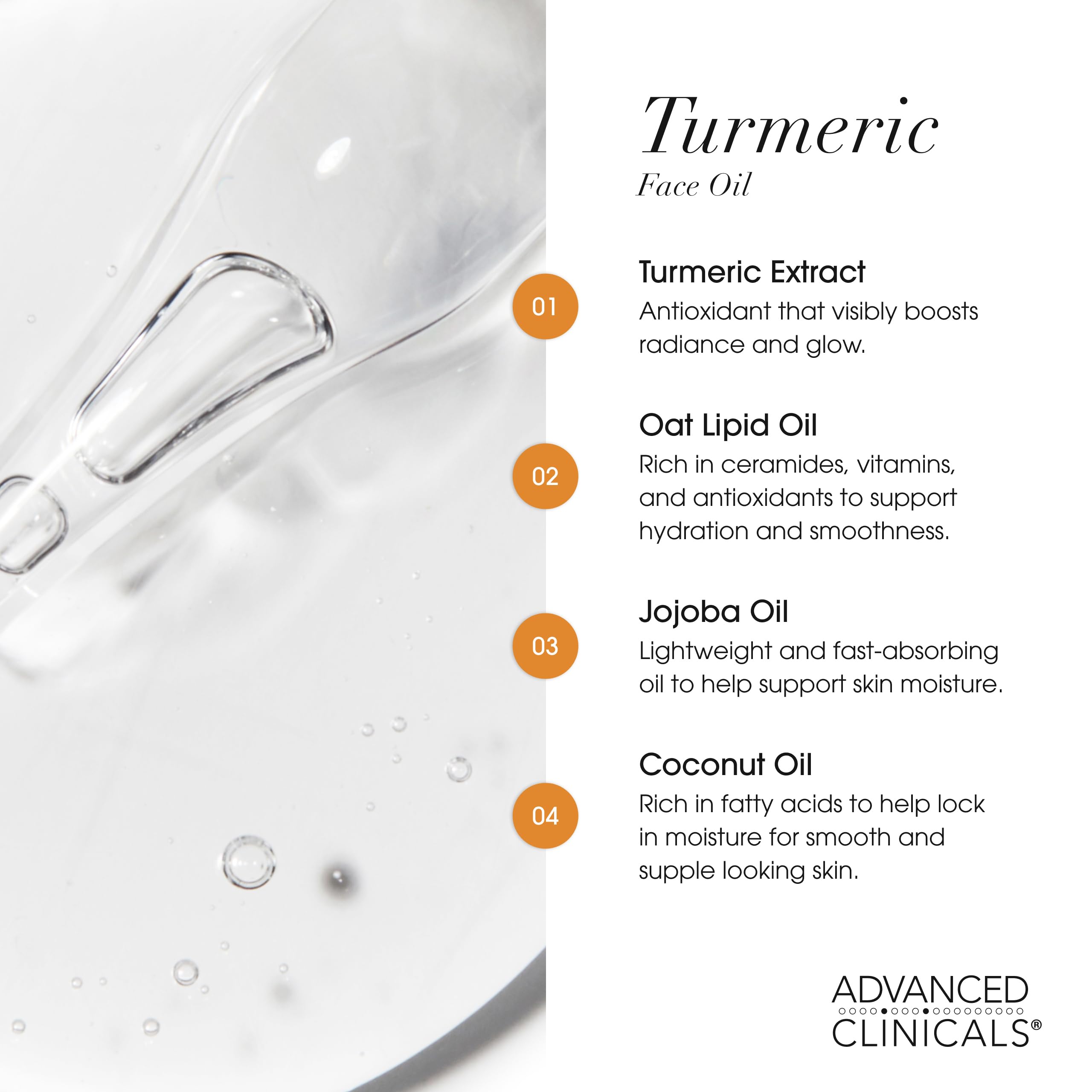 Advanced Clinicals Turmeric Oil Serum for Face – Lightweight Hydration with Jojoba & Coconut Oil | Even Skin Tone | Antioxidant Dry Skin Moisturizer, 2-Pack