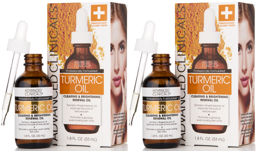 Advanced Clinicals Turmeric Oil Serum for Face – Lightweight Hydration with Jojoba & Coconut Oil | Even Skin Tone | Antioxidant Dry Skin Moisturizer, 2-Pack