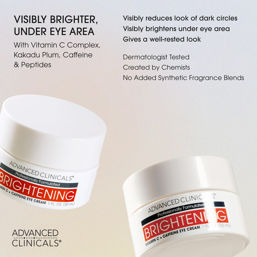 Advanced Clinicals Brightening Vitamin C Body Cream & Vitamin C Eye Cream Set – Hydrating 2pc Skin Care Bundle
