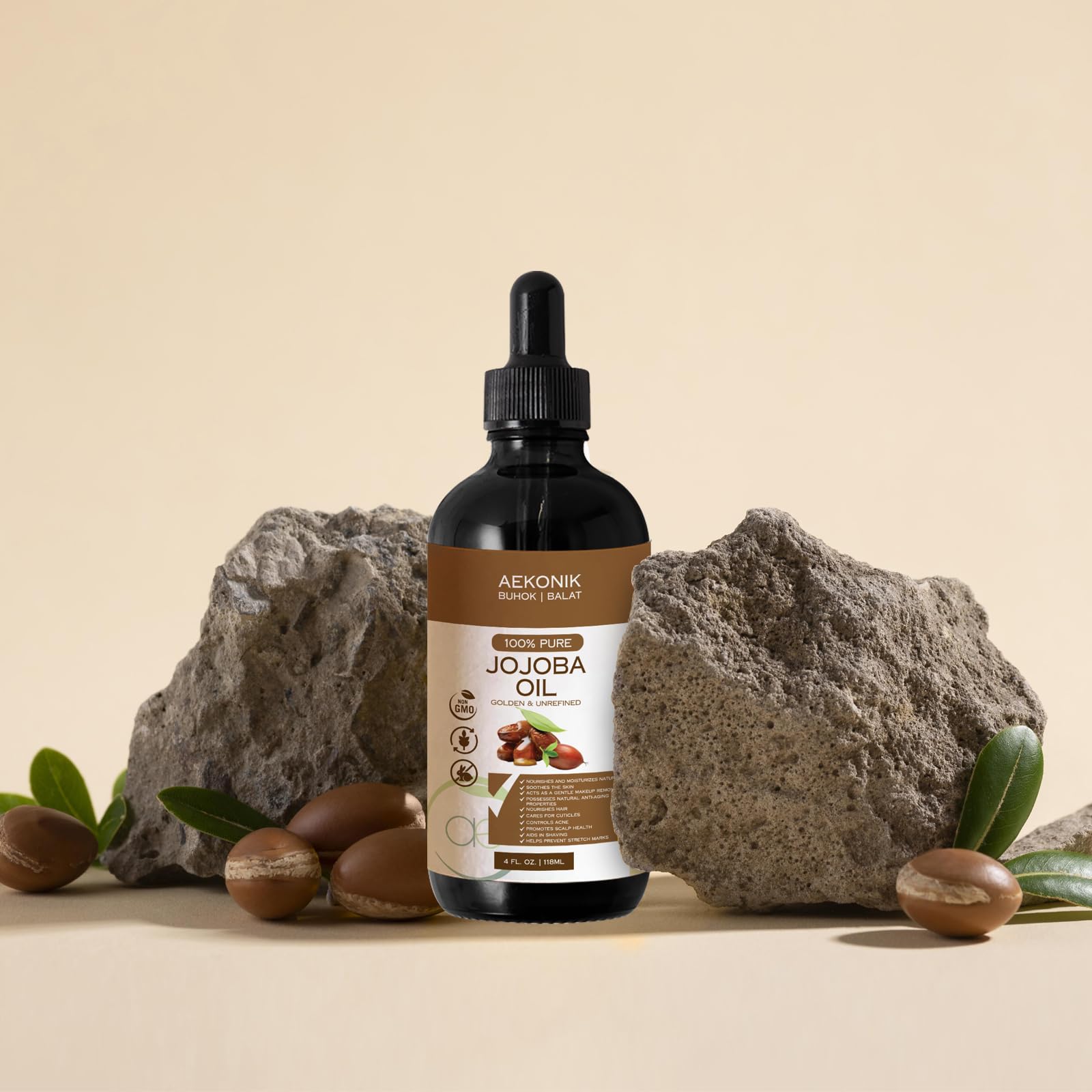 AEKONIK Organic Cold-Pressed Jojoba Oil — Hydrating Skincare for Skin, Hair & Body | Non-GMO, Vegan & Cruelty-Free | 118 ml