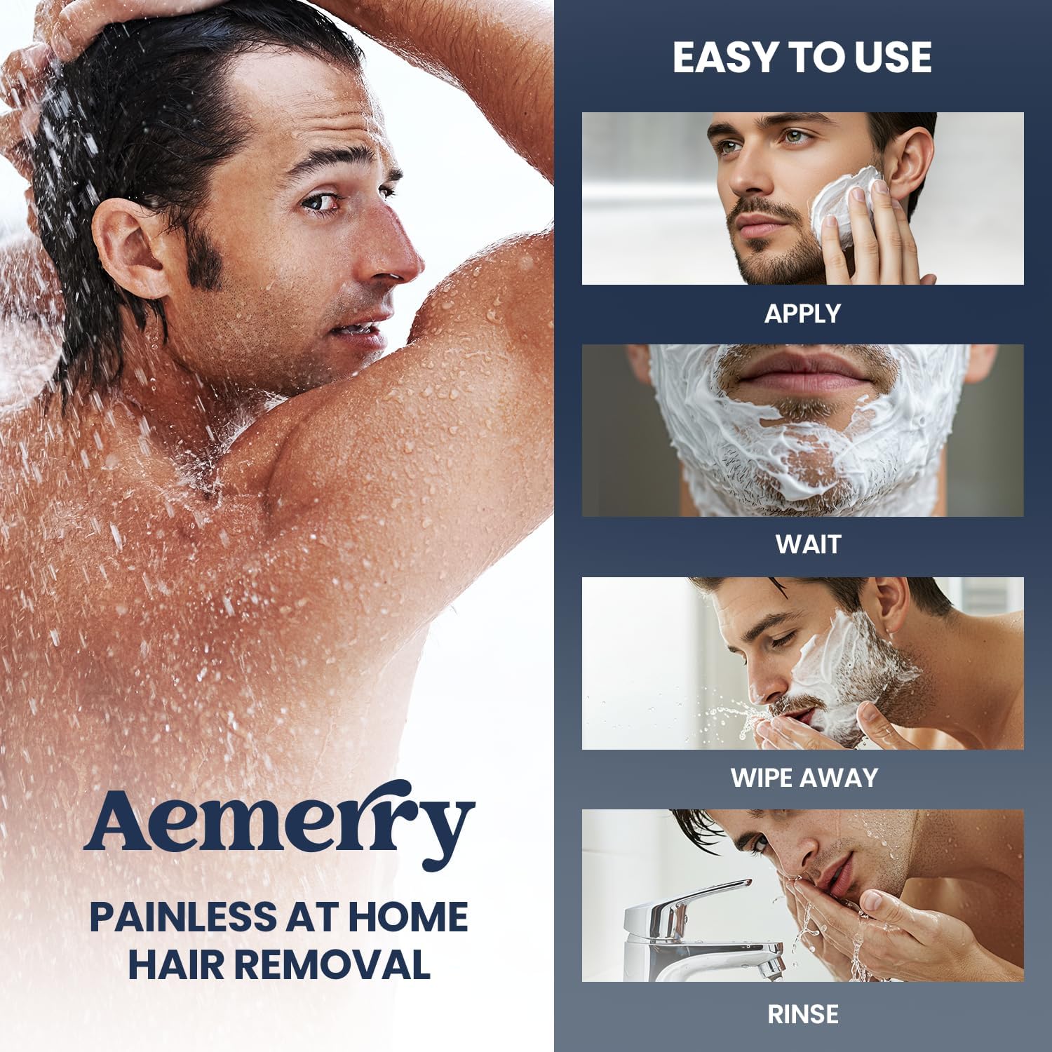 Aemerry Intimate Hair Removal Cream for Men – Painless Depilatory for Arms, Legs, Chest & Bikini