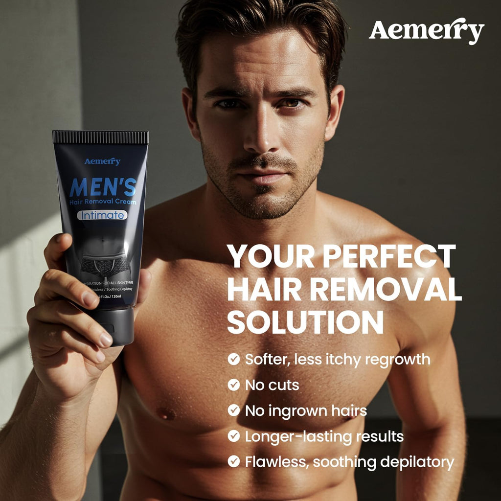 Aemerry Intimate Hair Removal Cream for Men – Painless Depilatory for Arms, Legs, Chest & Bikini