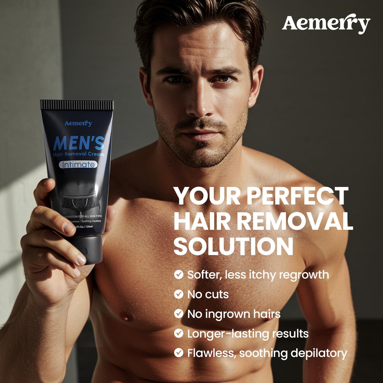 Aemerry Intimate Hair Removal Cream for Men – Painless Depilatory for Arms, Legs, Chest & Bikini